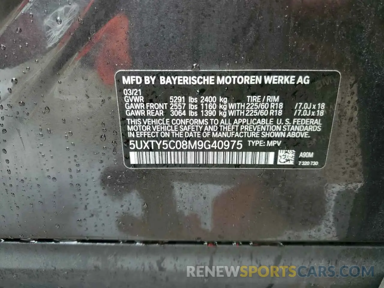 12 fotografías del automóvil dañado 5UXTY5C08M9G40975 BMW X3 2021