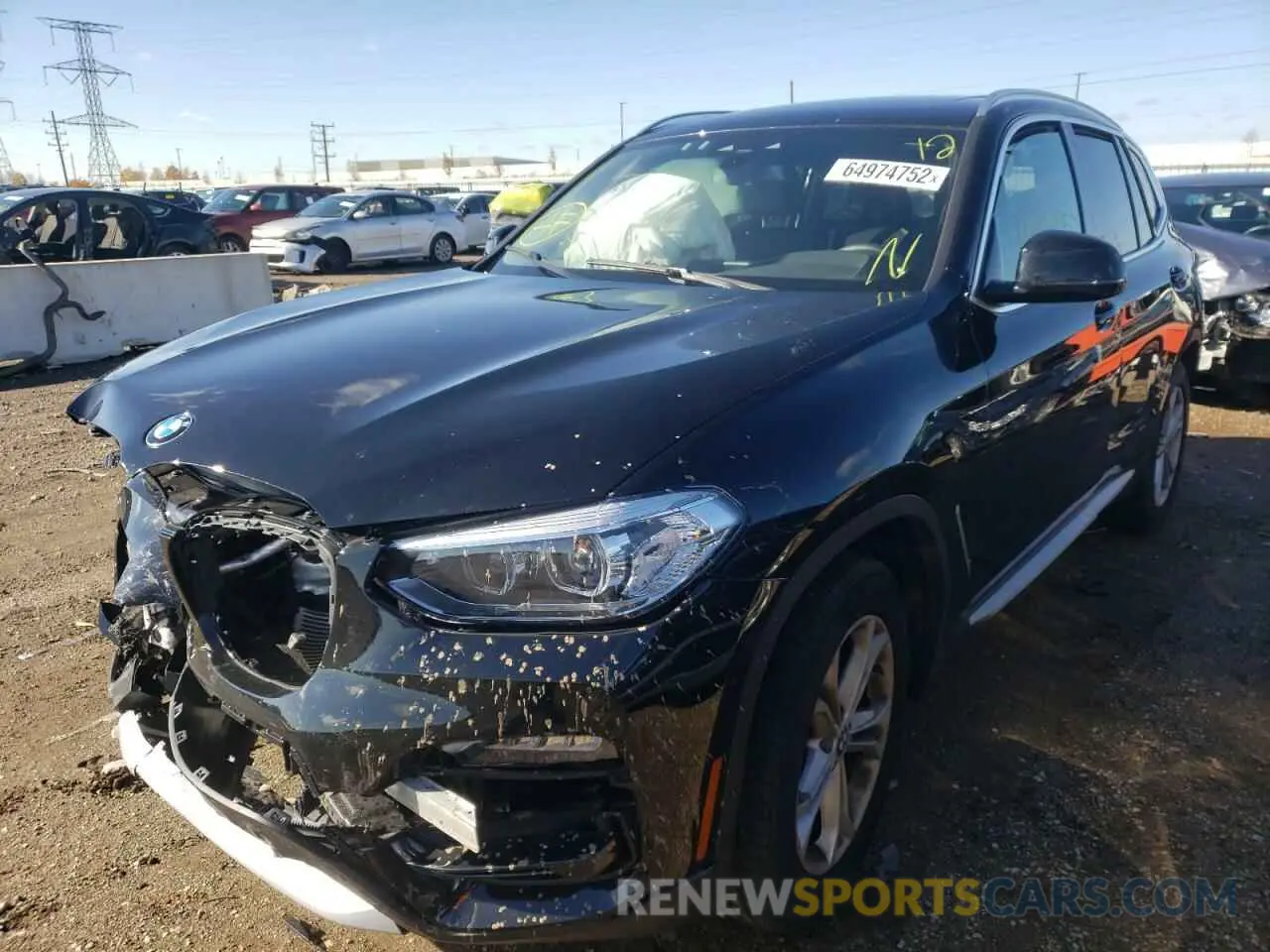 2 fotografías del automóvil dañado 5UXTY5C09M9F50587 BMW X3 2021