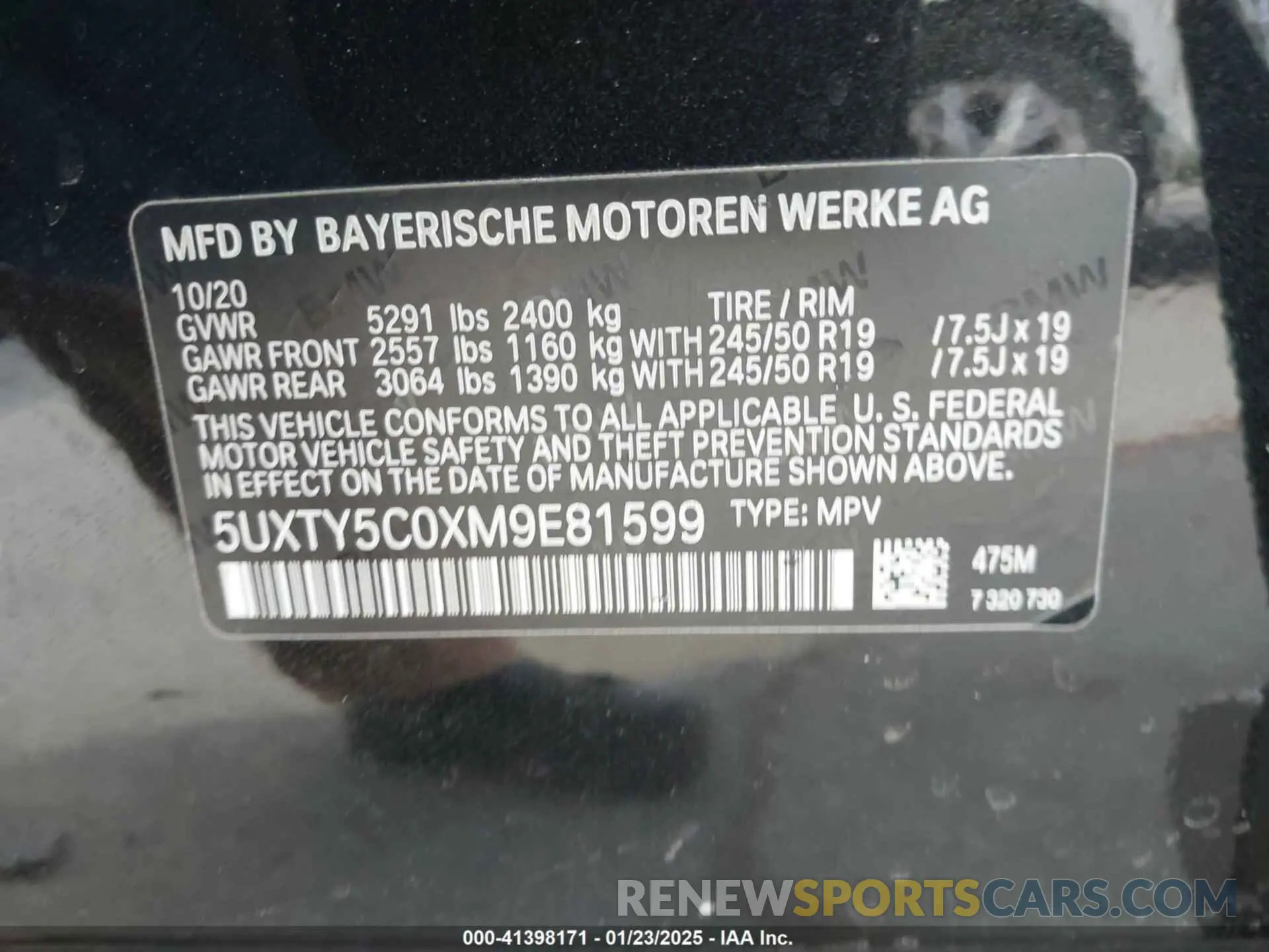 9 fotografías del automóvil dañado 5UXTY5C0XM9E81599 BMW X3 2021