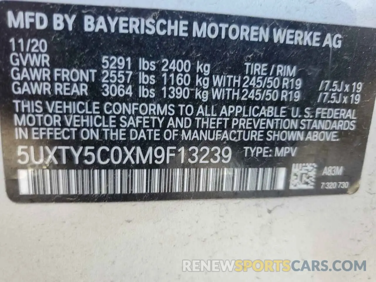 14 fotografías del automóvil dañado 5UXTY5C0XM9F13239 BMW X3 2021
