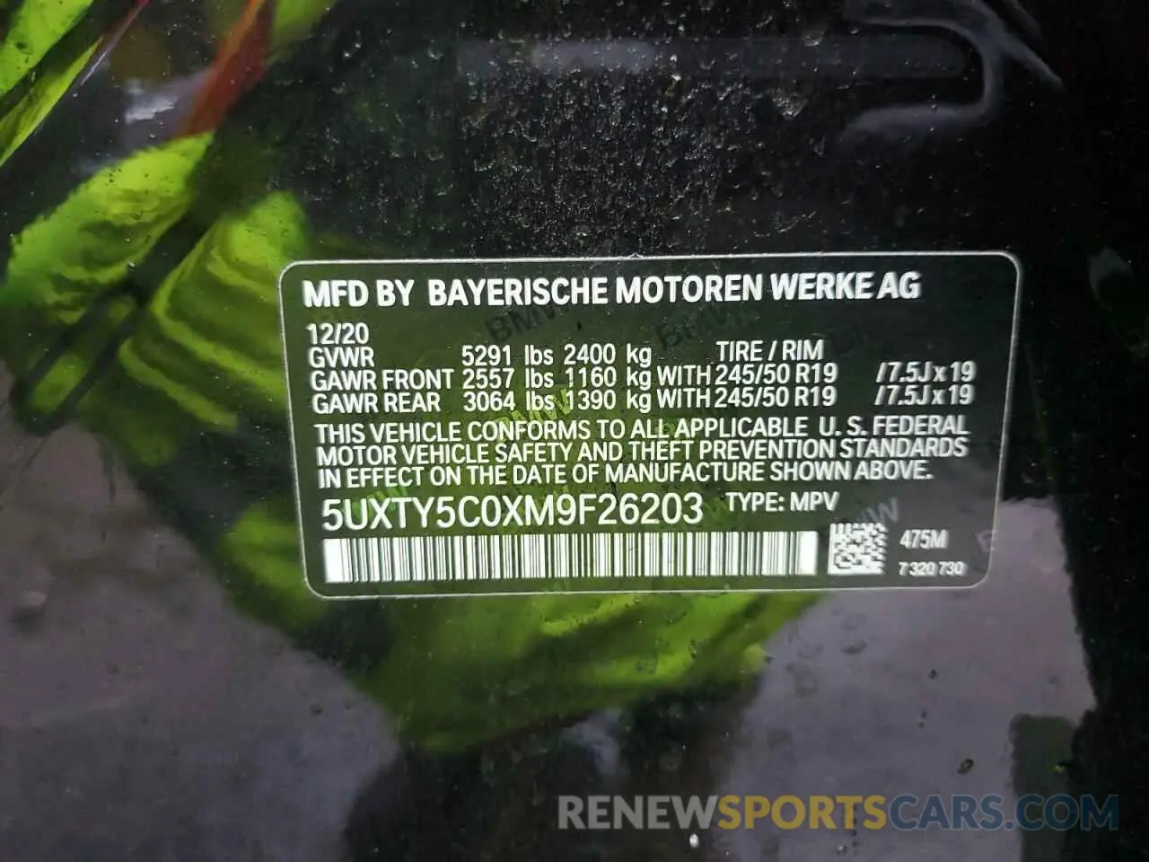 13 fotografías del automóvil dañado 5UXTY5C0XM9F26203 BMW X3 2021
