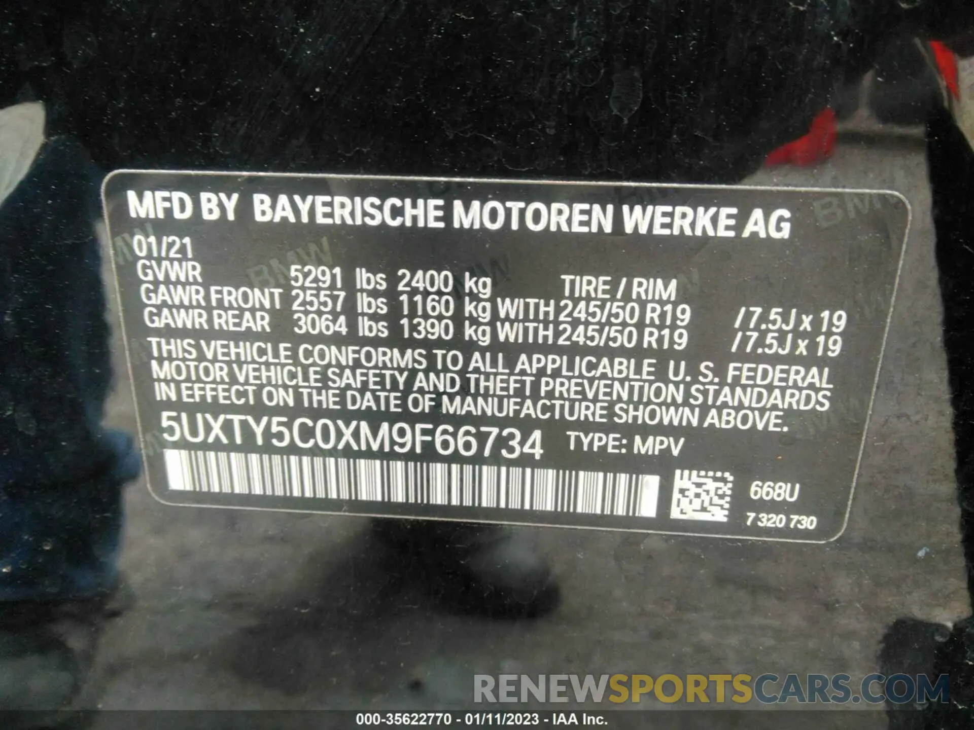 9 fotografías del automóvil dañado 5UXTY5C0XM9F66734 BMW X3 2021