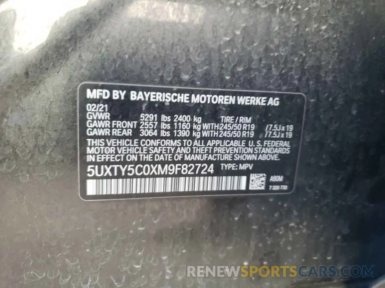 14 fotografías del automóvil dañado 5UXTY5C0XM9F82724 BMW X3 2021