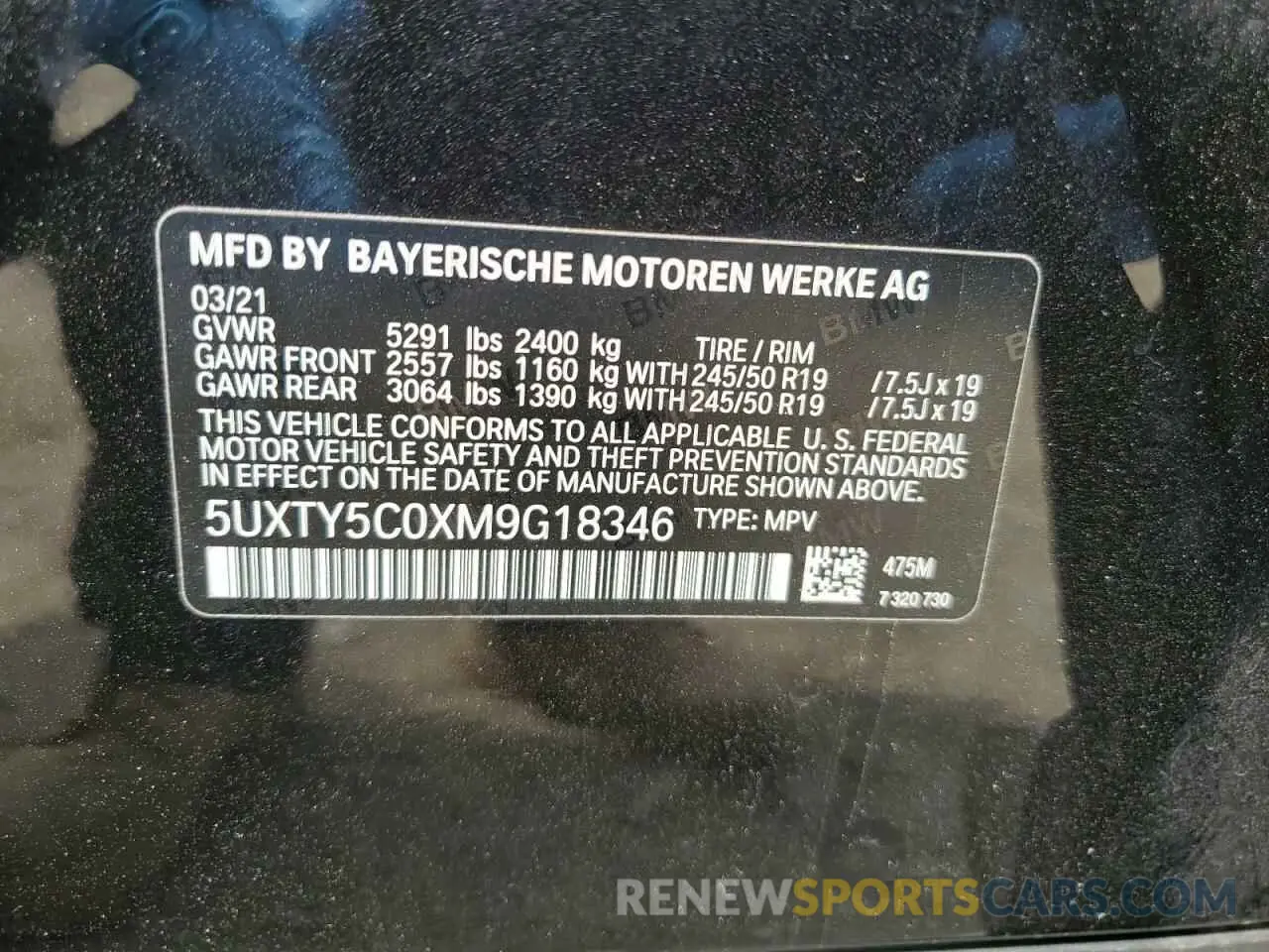 13 fotografías del automóvil dañado 5UXTY5C0XM9G18346 BMW X3 2021
