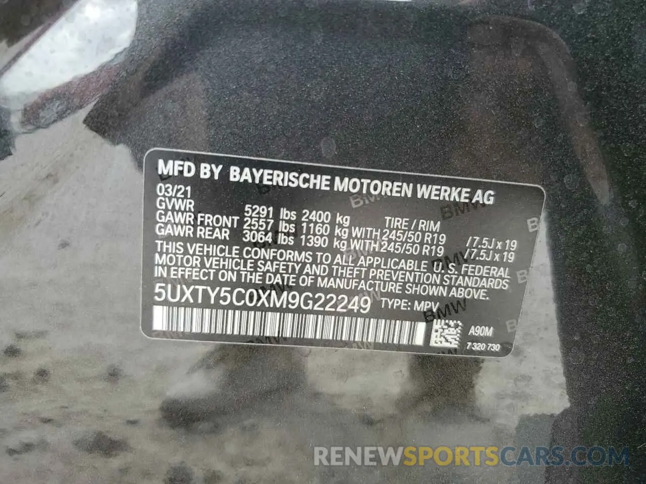 13 fotografías del automóvil dañado 5UXTY5C0XM9G22249 BMW X3 2021