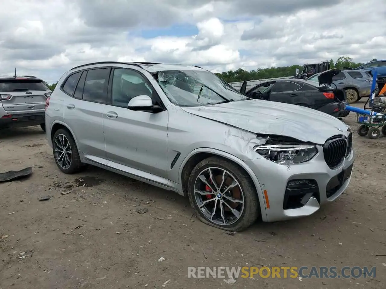 4 fotografías del automóvil dañado 5UXTY9C00M9H80428 BMW X3 2021