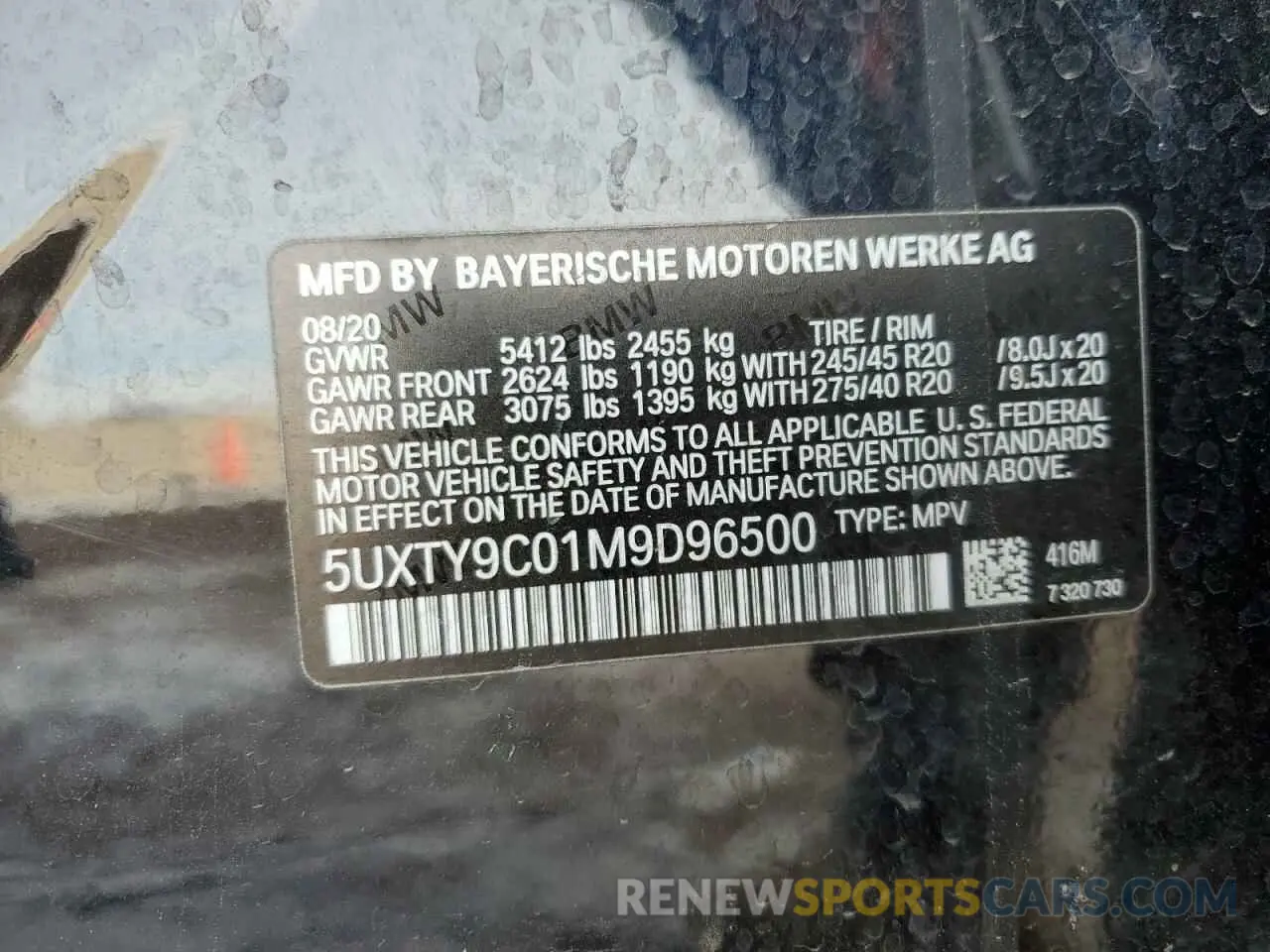 13 fotografías del automóvil dañado 5UXTY9C01M9D96500 BMW X3 2021