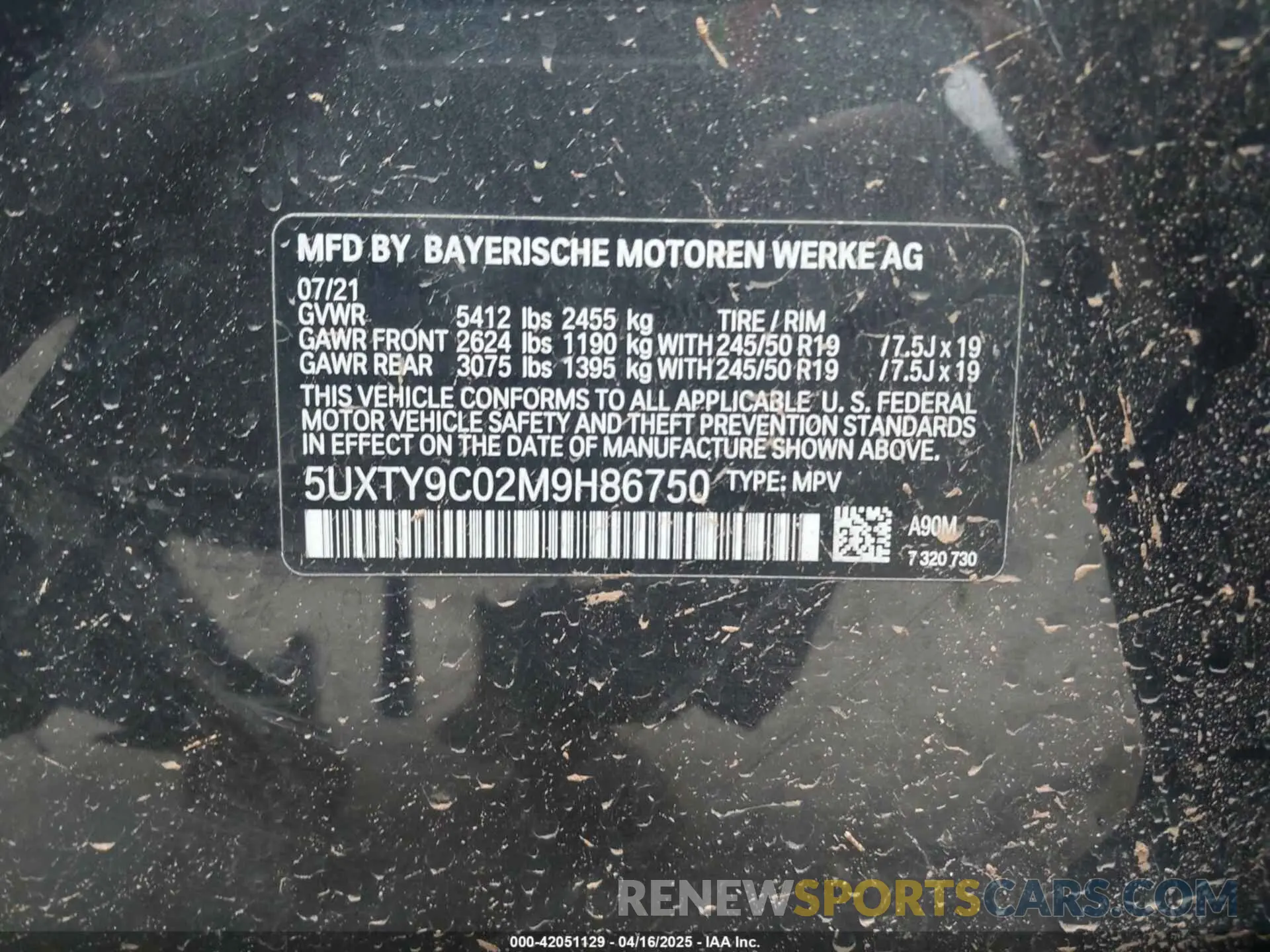 9 fotografías del automóvil dañado 5UXTY9C02M9H86750 BMW X3 2021