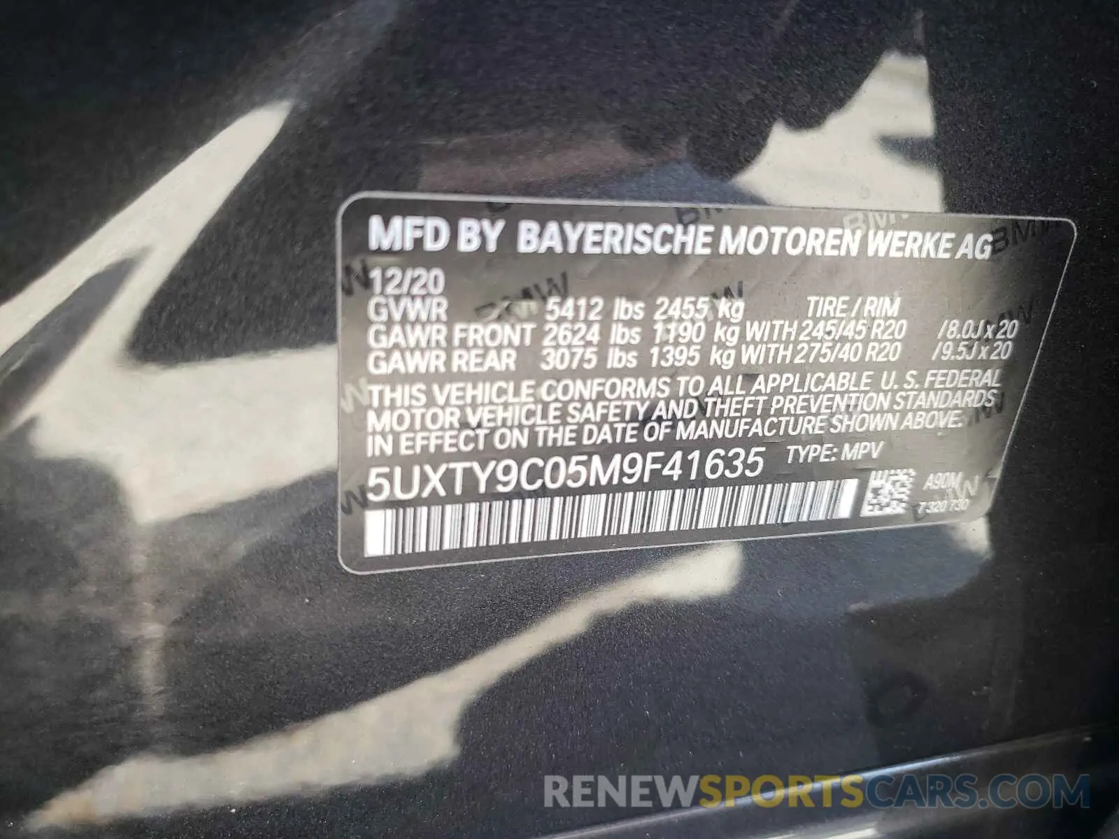 10 fotografías del automóvil dañado 5UXTY9C05M9F41635 BMW X3 2021