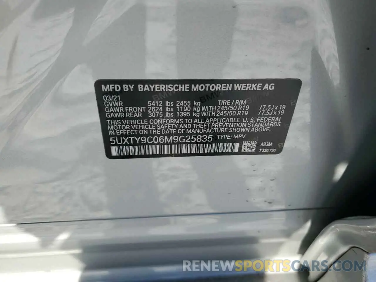 12 fotografías del automóvil dañado 5UXTY9C06M9G25835 BMW X3 2021