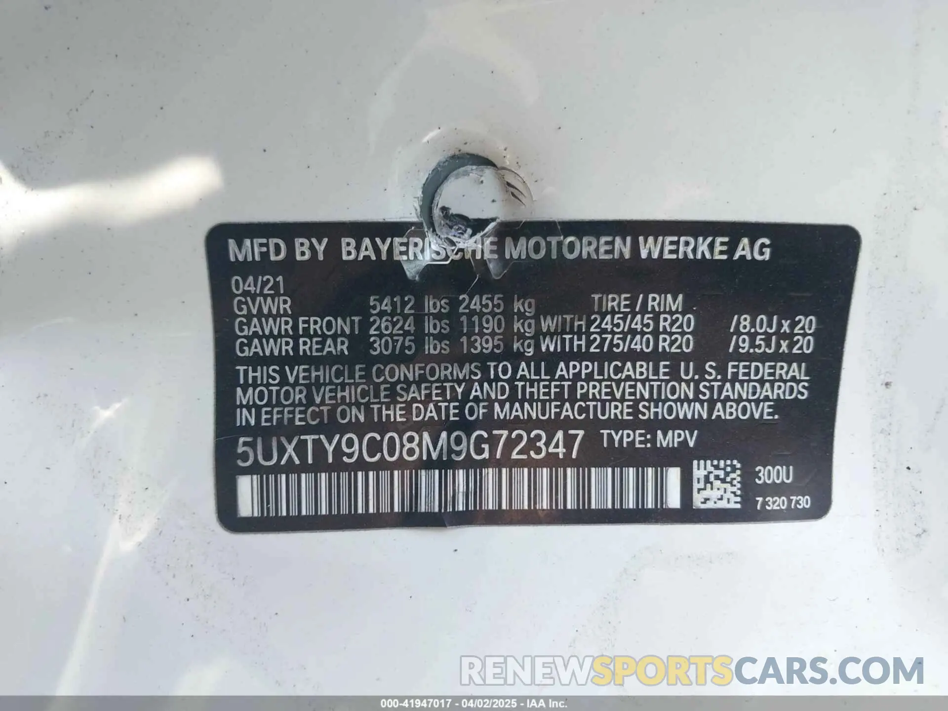 9 fotografías del automóvil dañado 5UXTY9C08M9G72347 BMW X3 2021
