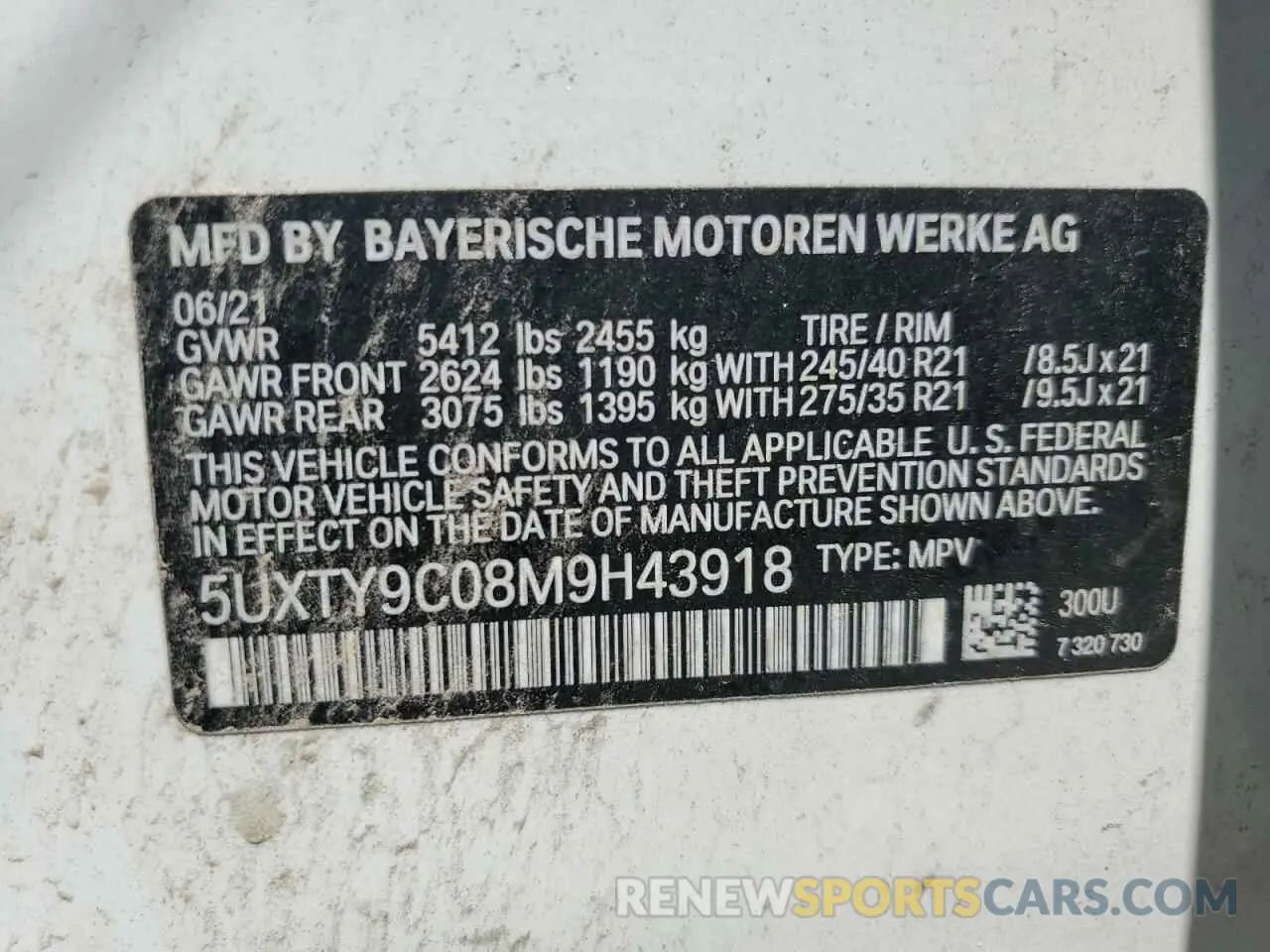 13 fotografías del automóvil dañado 5UXTY9C08M9H43918 BMW X3 2021