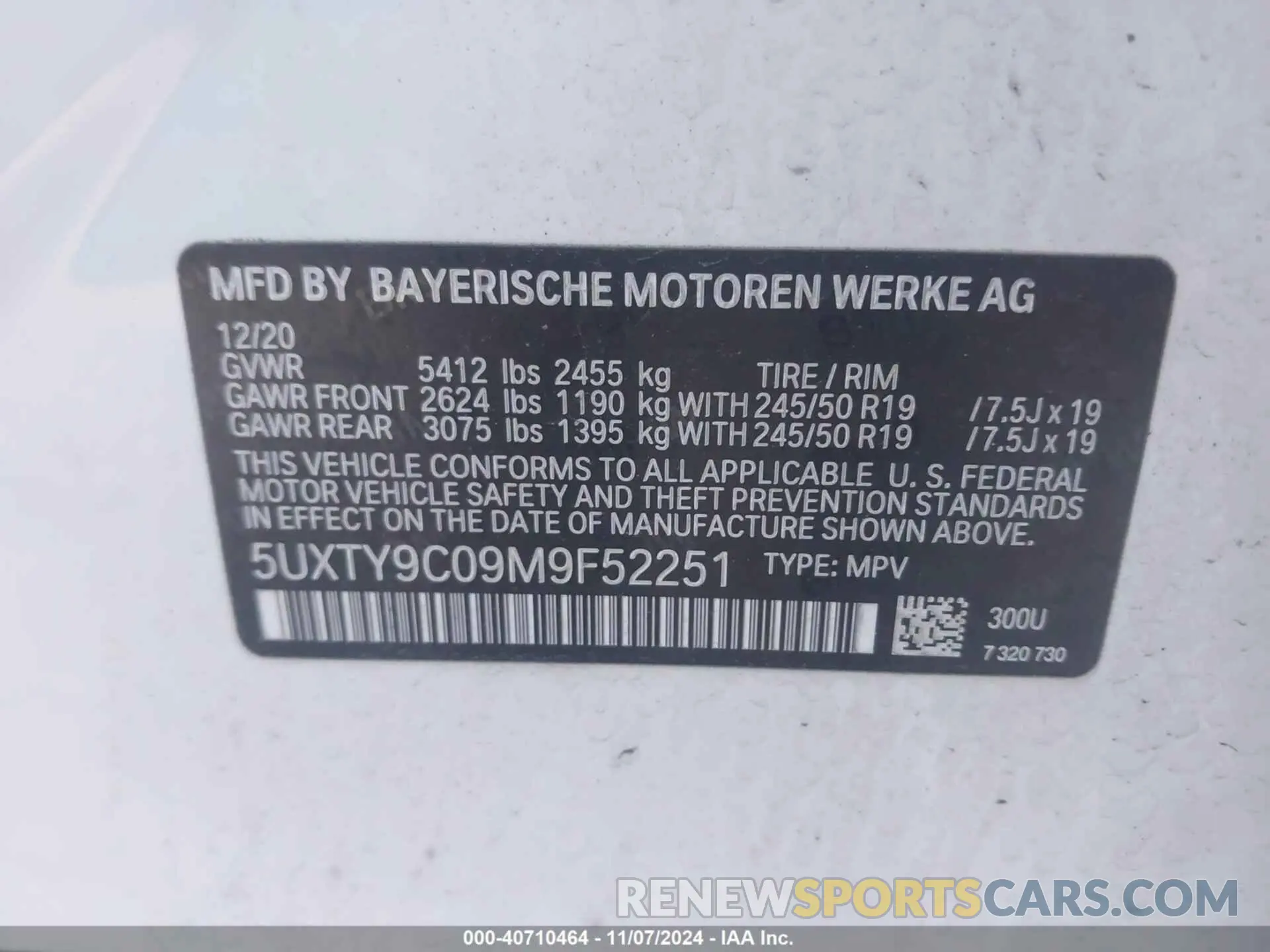 9 fotografías del automóvil dañado 5UXTY9C09M9F52251 BMW X3 2021
