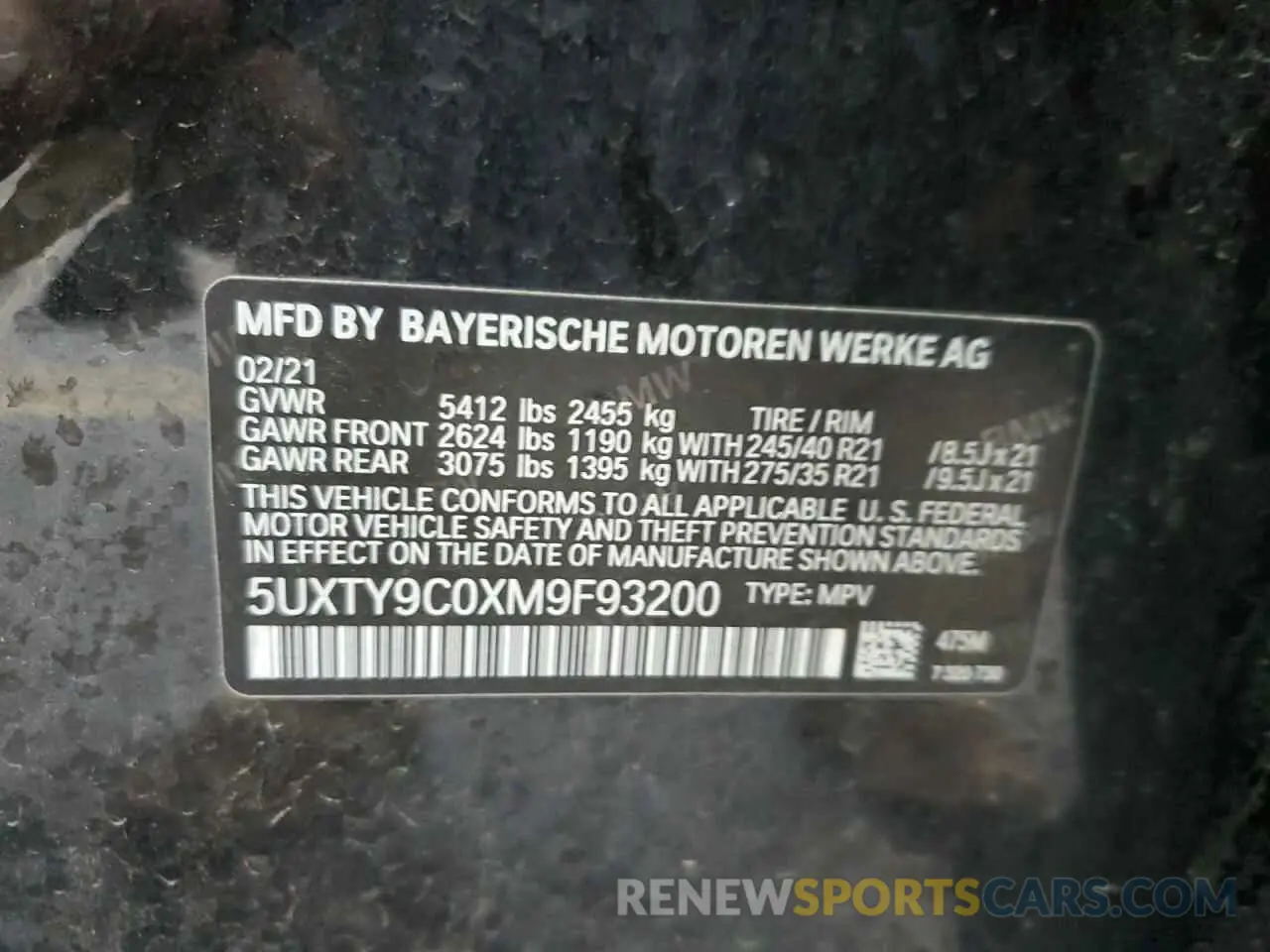 13 fotografías del automóvil dañado 5UXTY9C0XM9F93200 BMW X3 2021