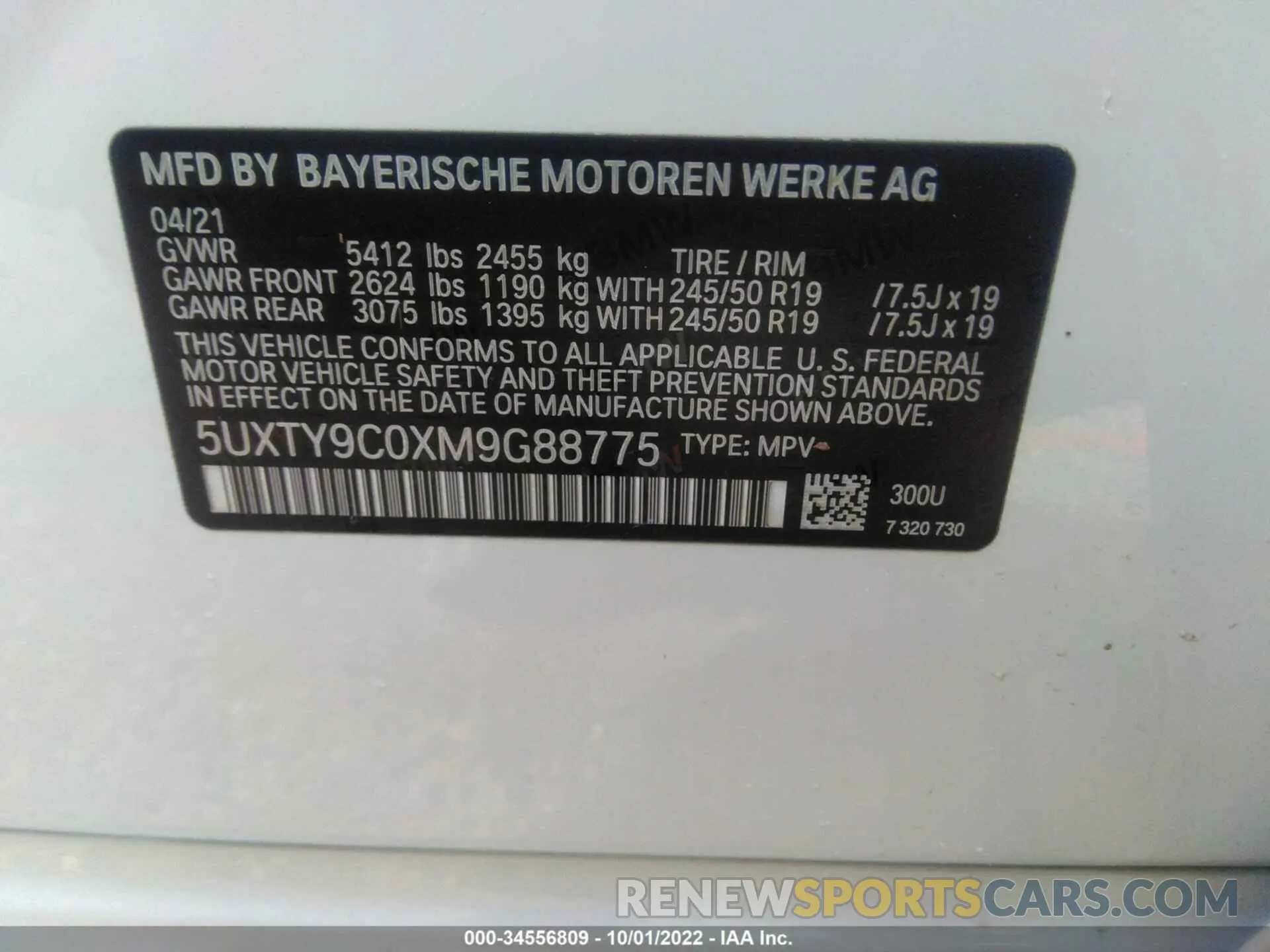 9 fotografías del automóvil dañado 5UXTY9C0XM9G88775 BMW X3 2021