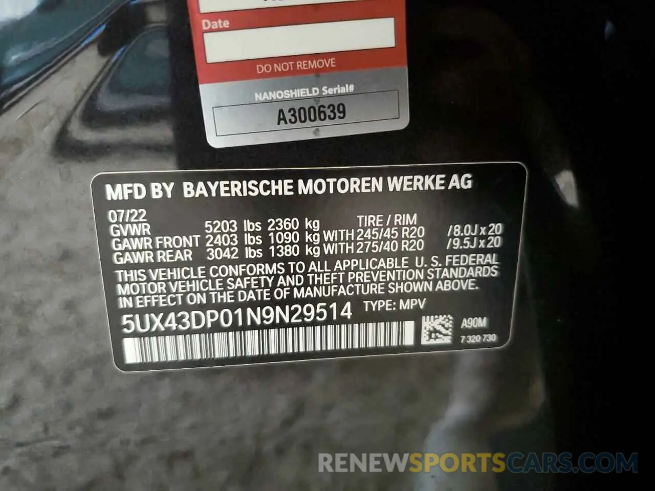 13 fotografías del automóvil dañado 5UX43DP01N9N29514 BMW X3 2022