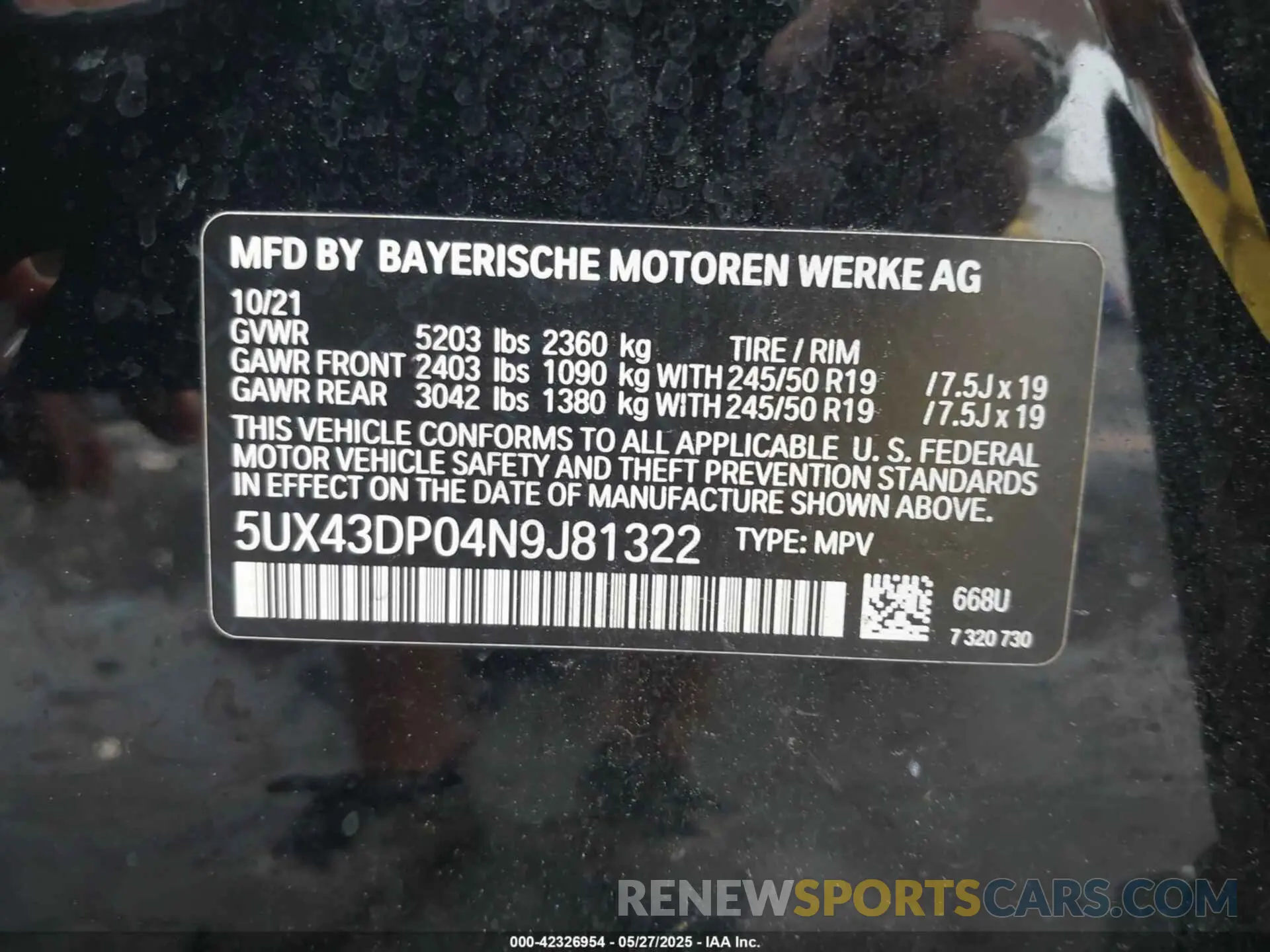 9 fotografías del automóvil dañado 5UX43DP04N9J81322 BMW X3 2022