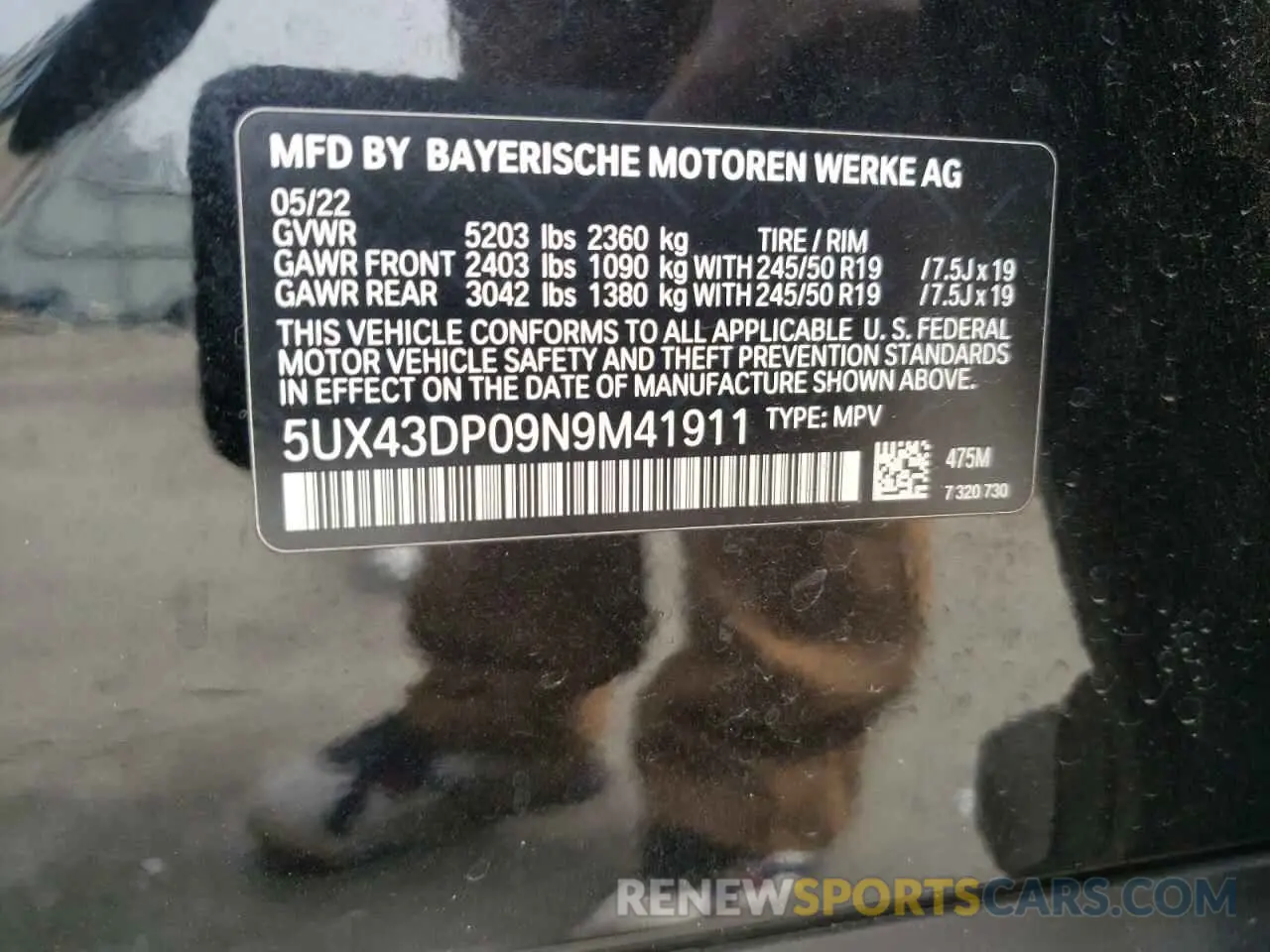 14 fotografías del automóvil dañado 5UX43DP09N9M41911 BMW X3 2022