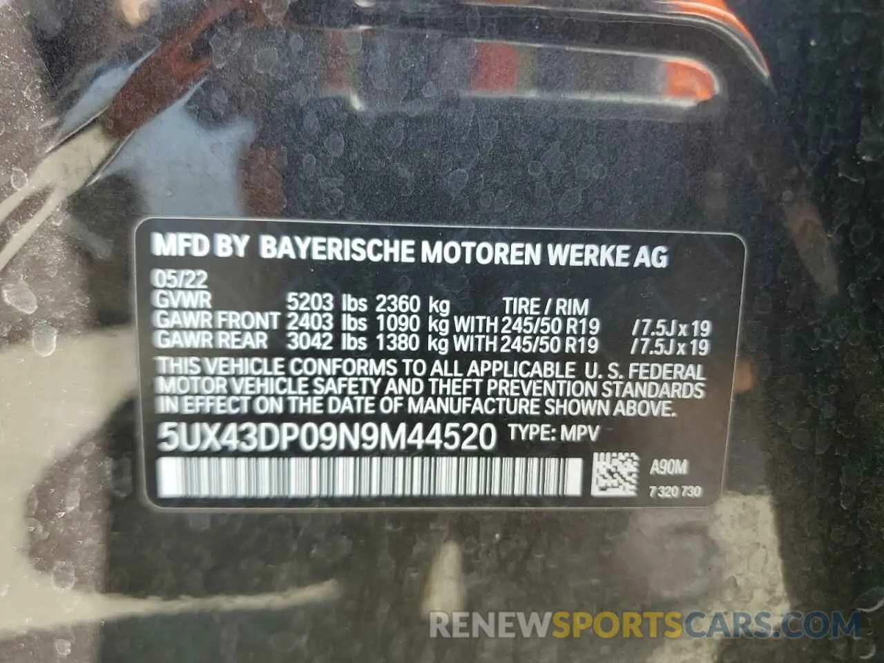 13 fotografías del automóvil dañado 5UX43DP09N9M44520 BMW X3 2022