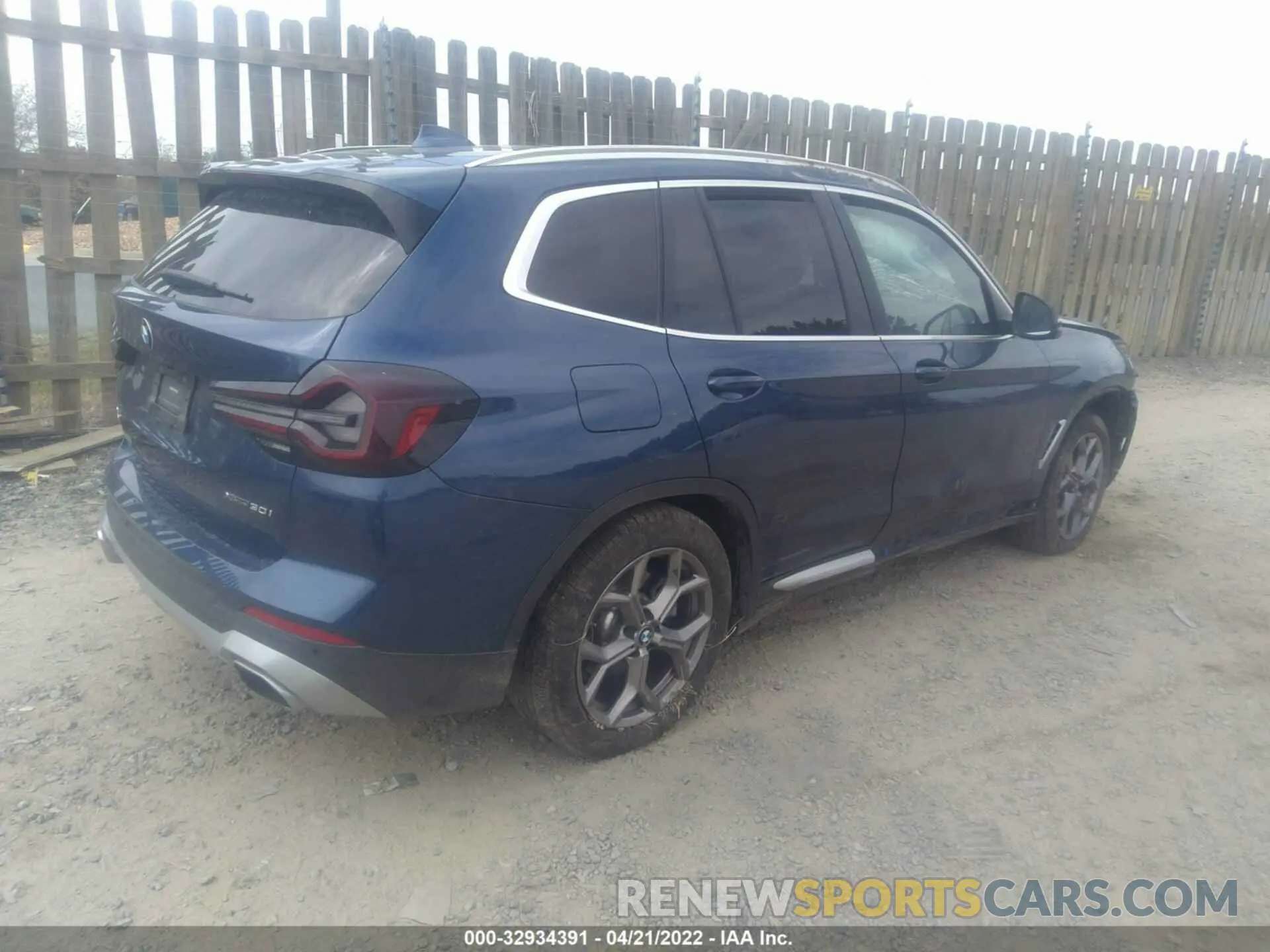 4 fotografías del automóvil dañado 5UX53DP02N9K05816 BMW X3 2022