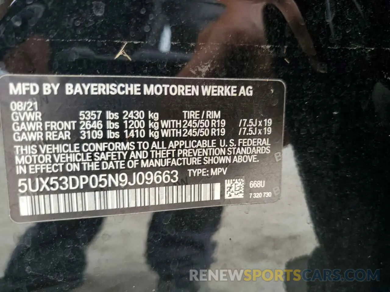 13 fotografías del automóvil dañado 5UX53DP05N9J09663 BMW X3 2022