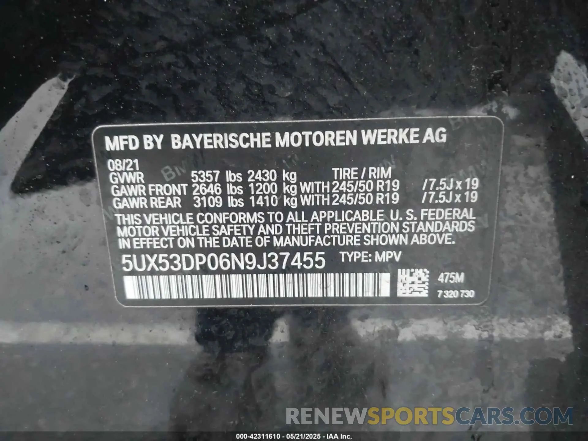9 fotografías del automóvil dañado 5UX53DP06N9J37455 BMW X3 2022