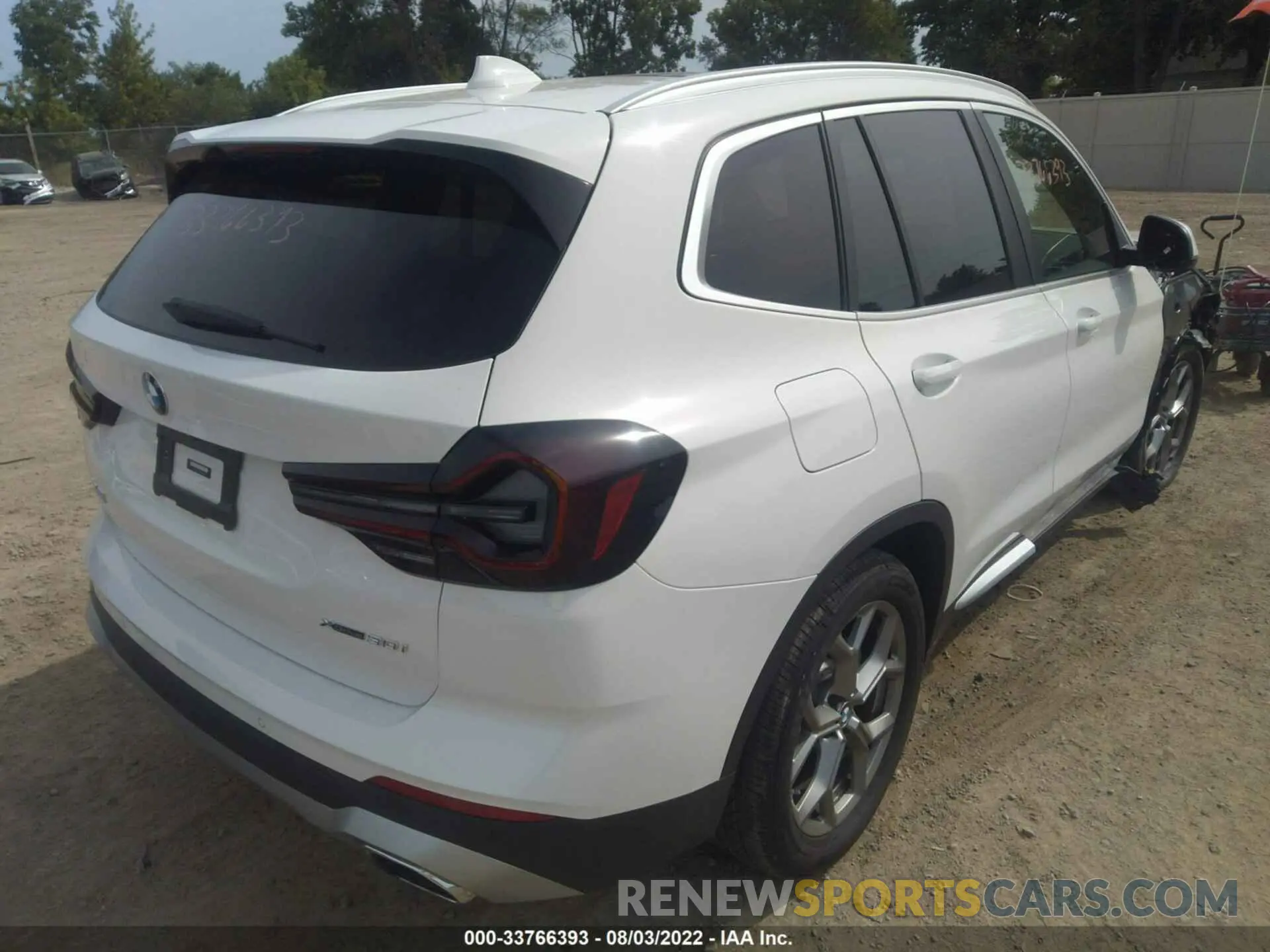 4 fotografías del automóvil dañado 5UX53DP09N9M86321 BMW X3 2022