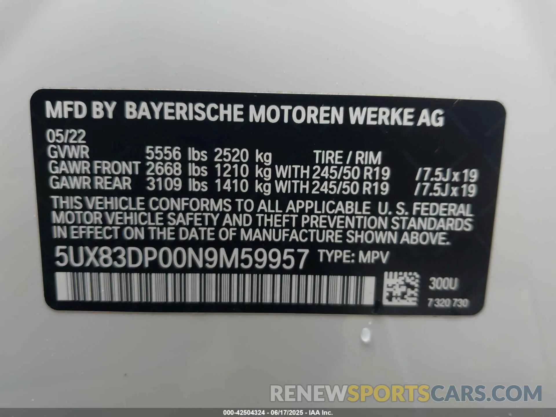 9 fotografías del automóvil dañado 5UX83DP00N9M59957 BMW X3 2022