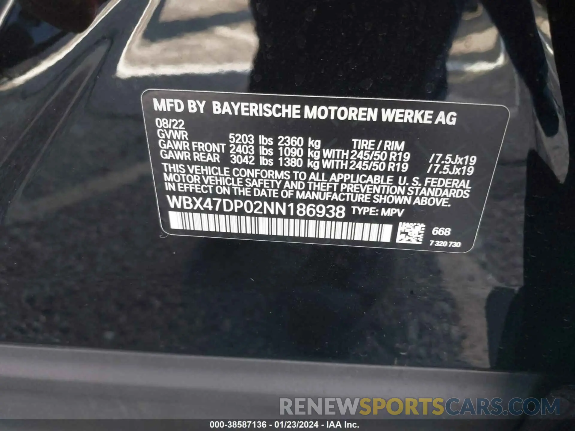9 fotografías del automóvil dañado WBX47DP02NN186938 BMW X3 2022