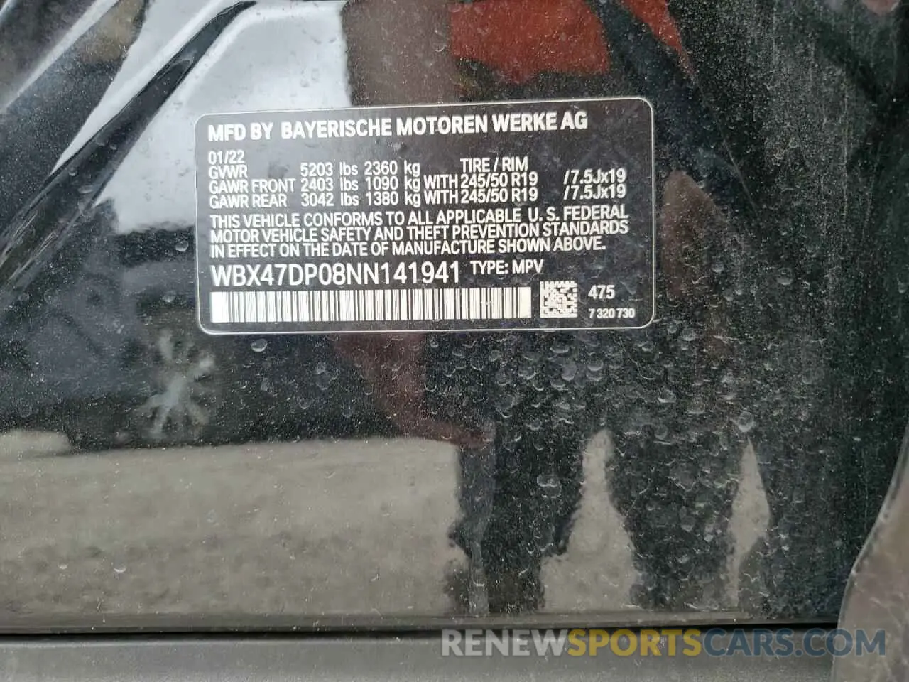 14 fotografías del automóvil dañado WBX47DP08NN141941 BMW X3 2022