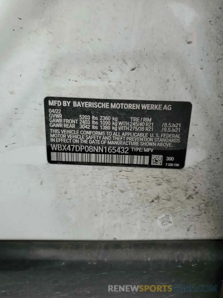 15 fotografías del automóvil dañado WBX47DP08NN165432 BMW X3 2022