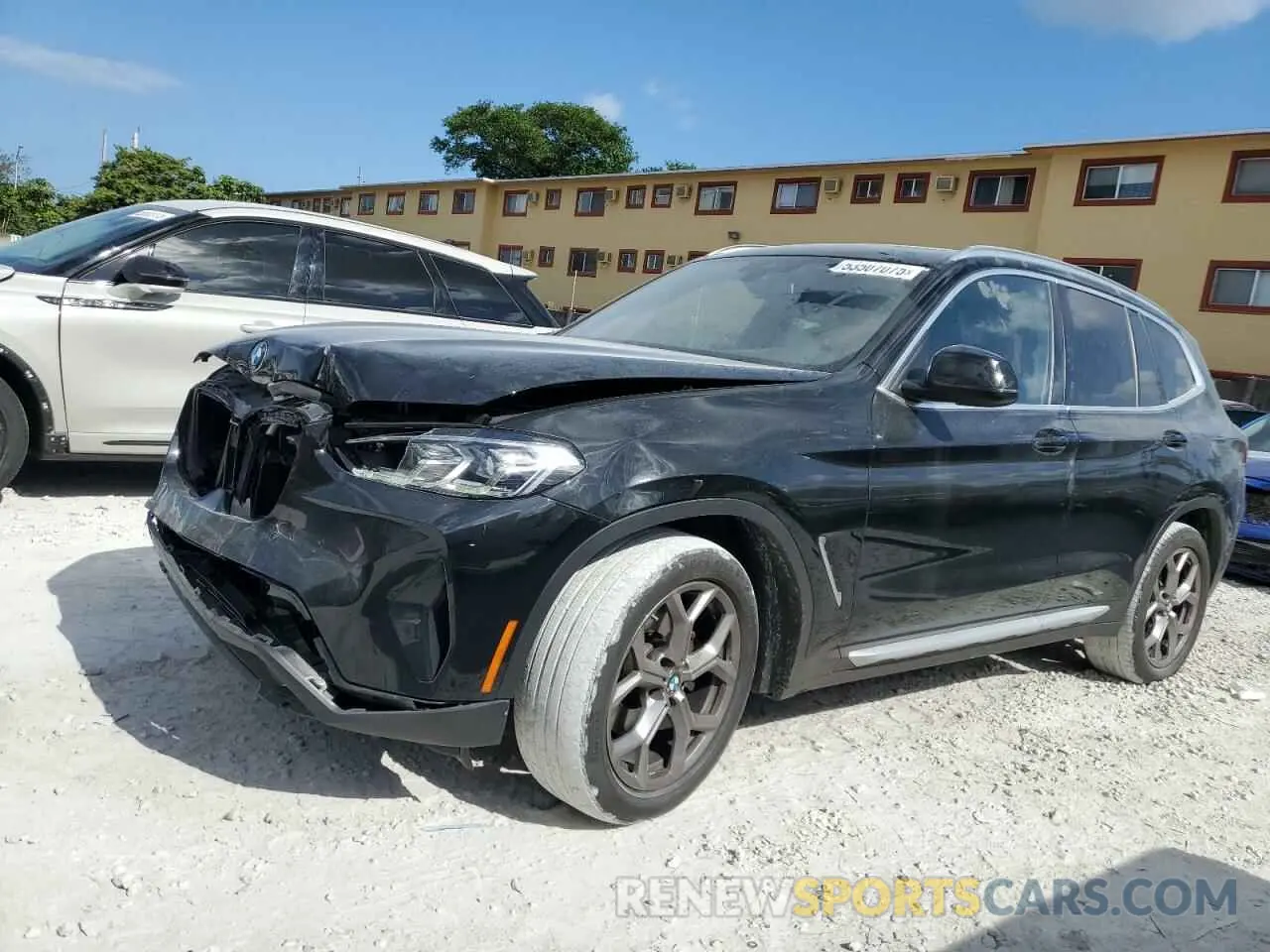 1 fotografías del automóvil dañado WBX47DP09NN163415 BMW X3 2022