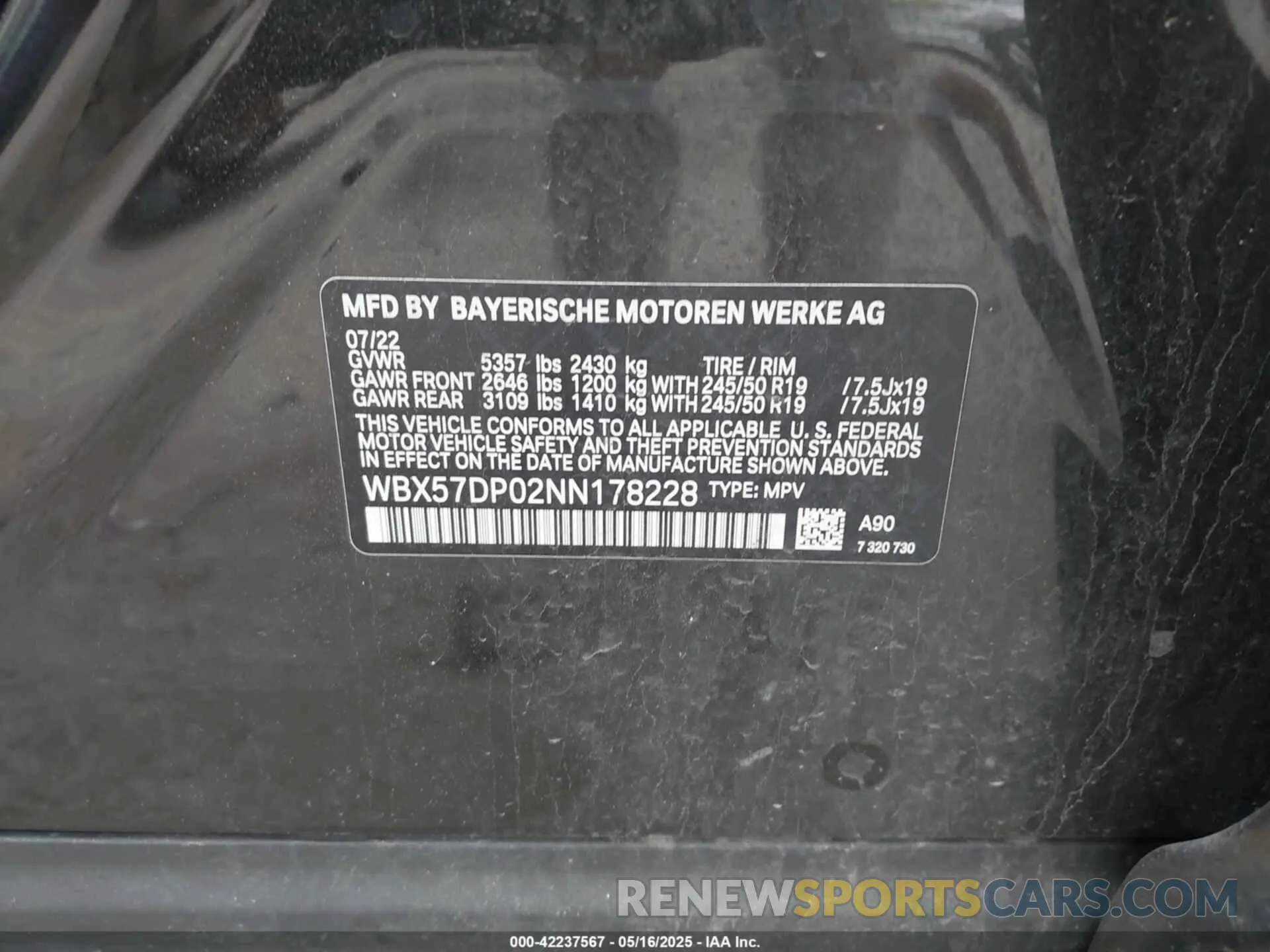9 fotografías del automóvil dañado WBX57DP02NN178228 BMW X3 2022