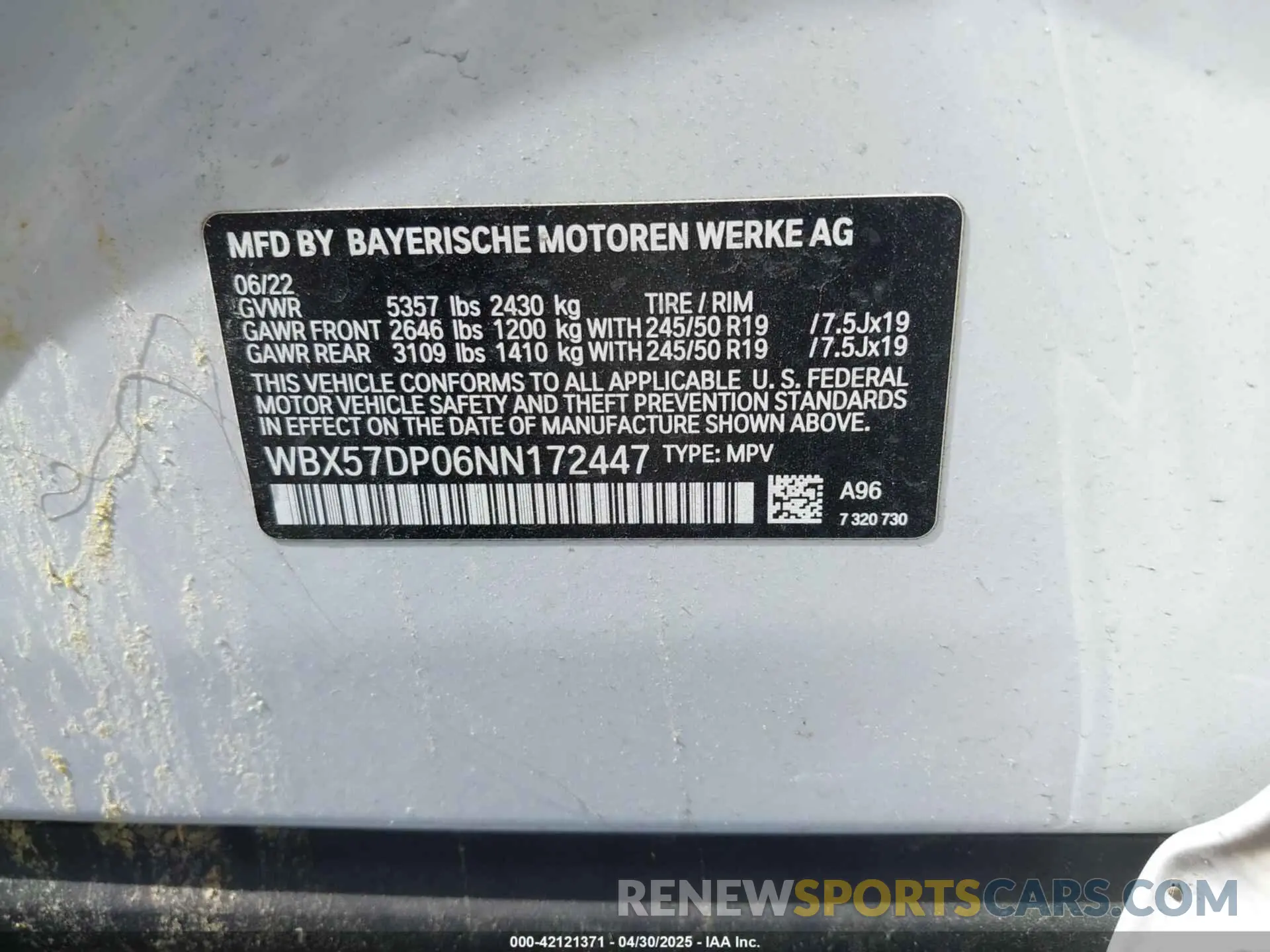 9 fotografías del automóvil dañado WBX57DP06NN172447 BMW X3 2022