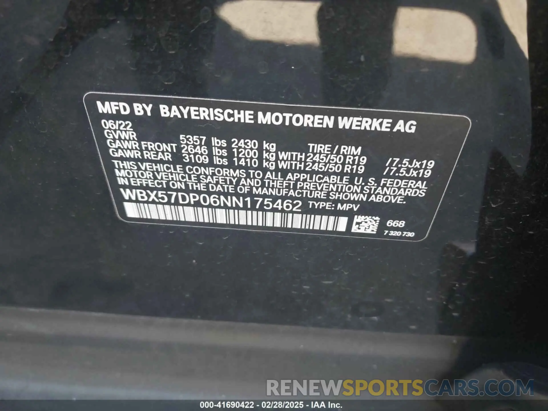 9 fotografías del automóvil dañado WBX57DP06NN175462 BMW X3 2022