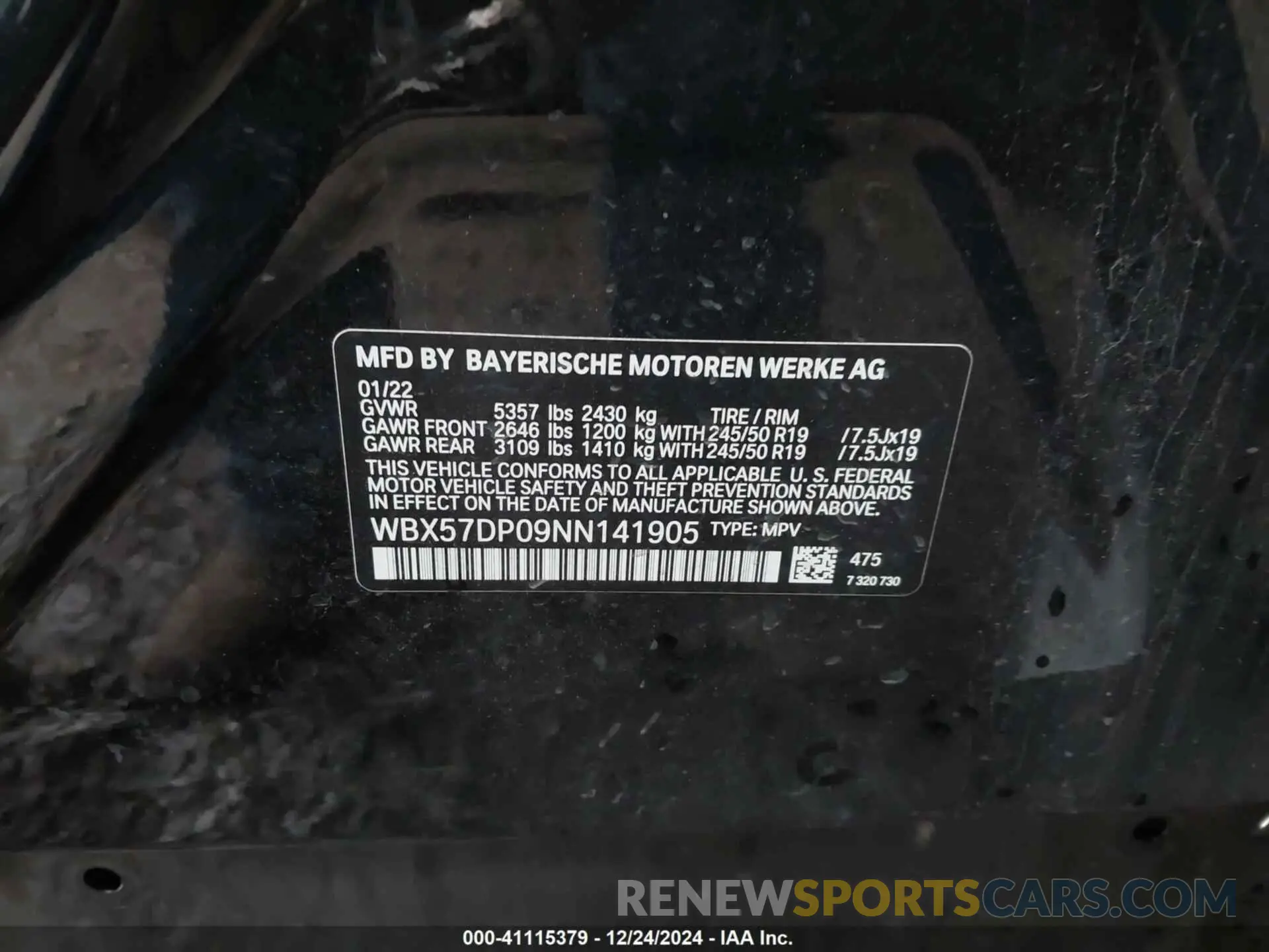 9 fotografías del automóvil dañado WBX57DP09NN141905 BMW X3 2022