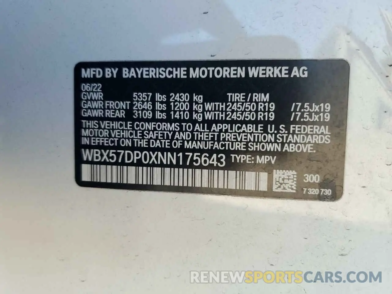 16 fotografías del automóvil dañado WBX57DP0XNN175643 BMW X3 2022
