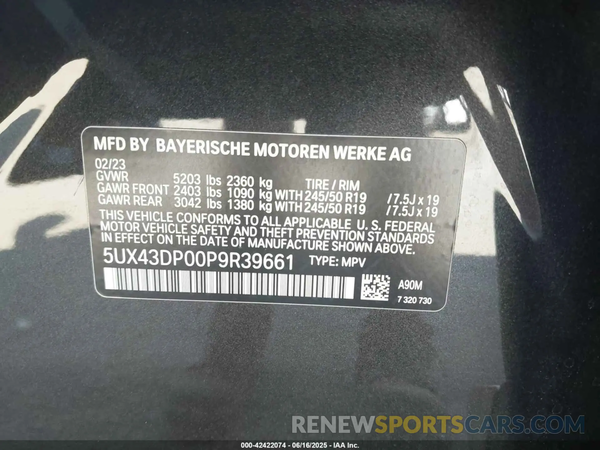 9 fotografías del automóvil dañado 5UX43DP00P9R39661 BMW X3 2023