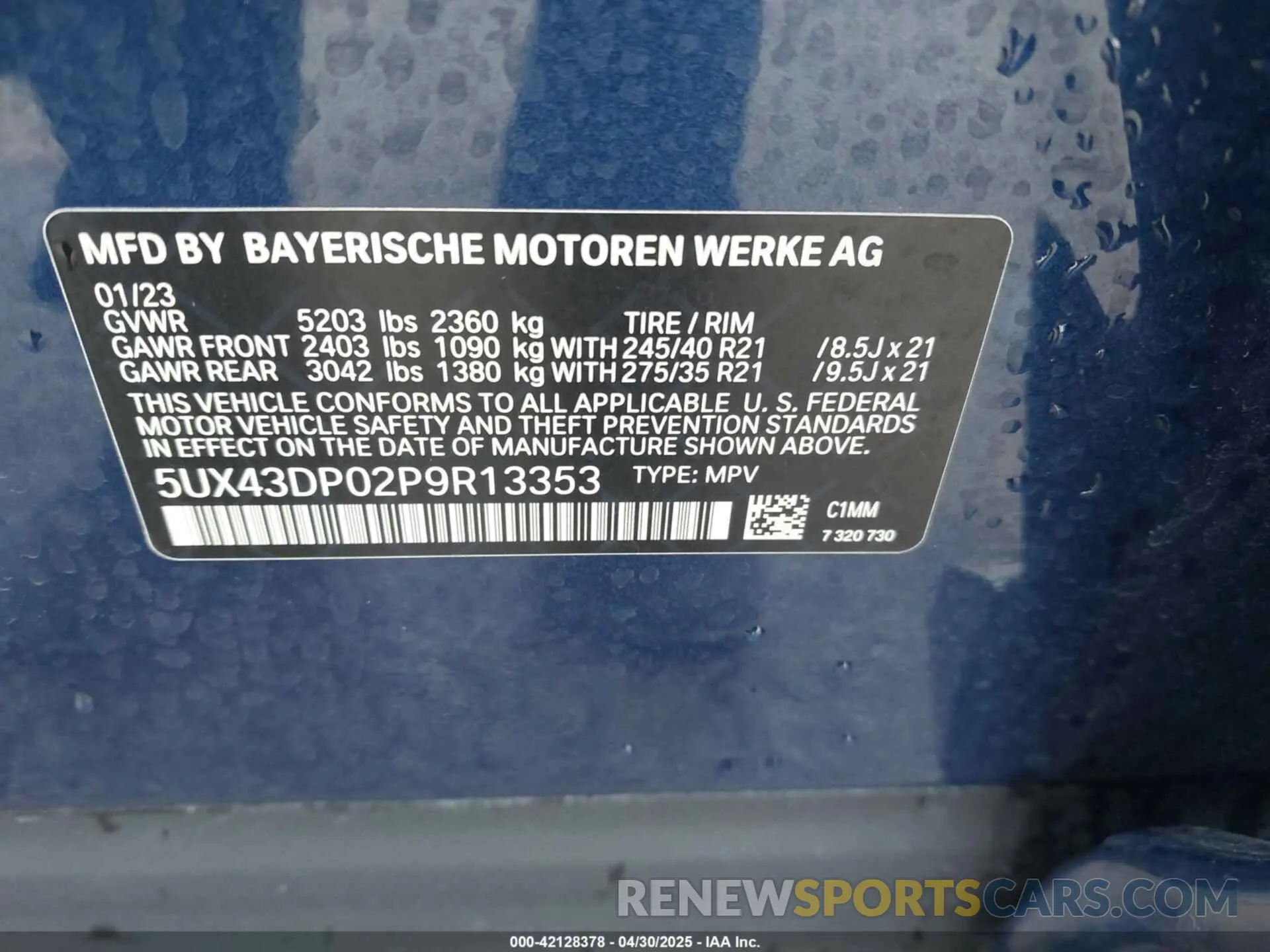 9 fotografías del automóvil dañado 5UX43DP02P9R13353 BMW X3 2023