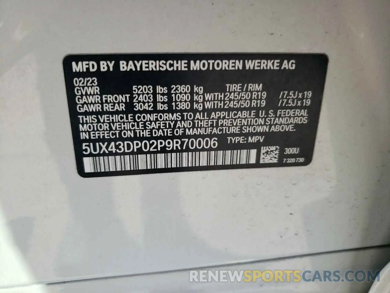13 fotografías del automóvil dañado 5UX43DP02P9R70006 BMW X3 2023