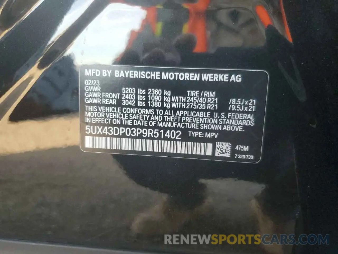 14 fotografías del automóvil dañado 5UX43DP03P9R51402 BMW X3 2023