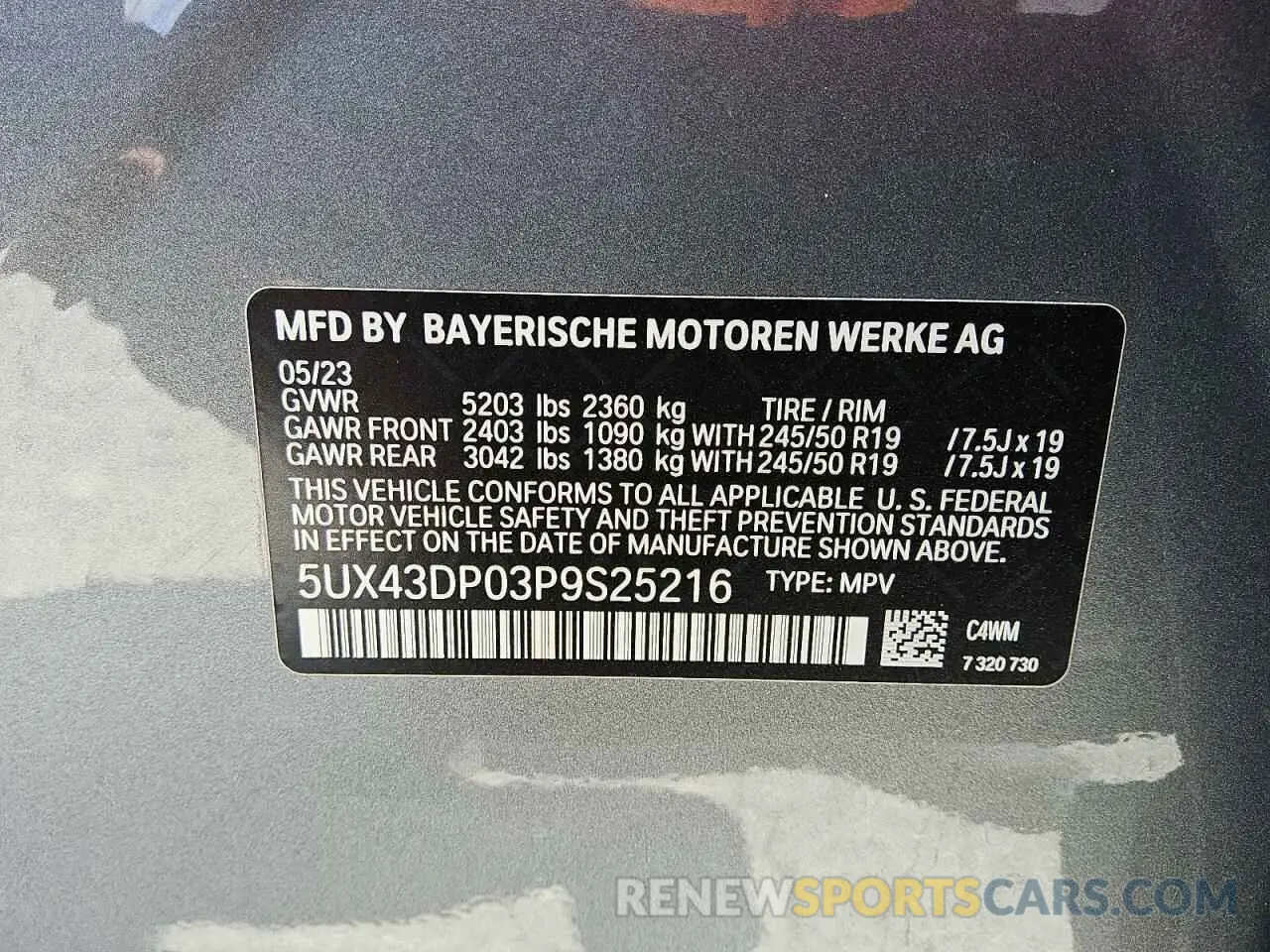 12 fotografías del automóvil dañado 5UX43DP03P9S25216 BMW X3 2023