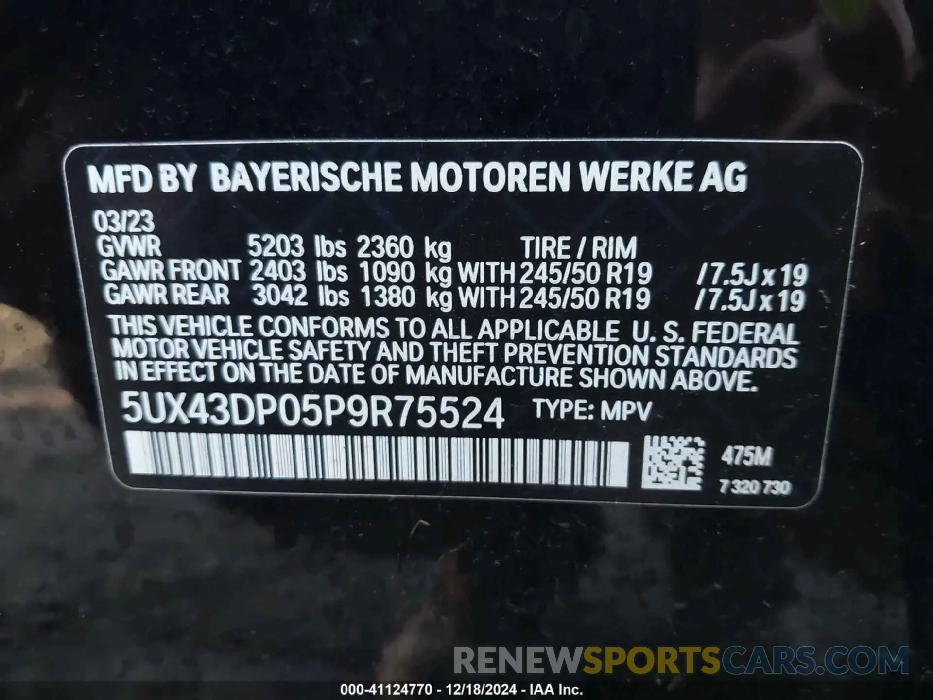 9 fotografías del automóvil dañado 5UX43DP05P9R75524 BMW X3 2023