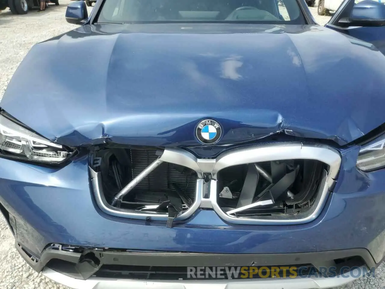 12 fotografías del automóvil dañado 5UX43DP07P9S19242 BMW X3 2023