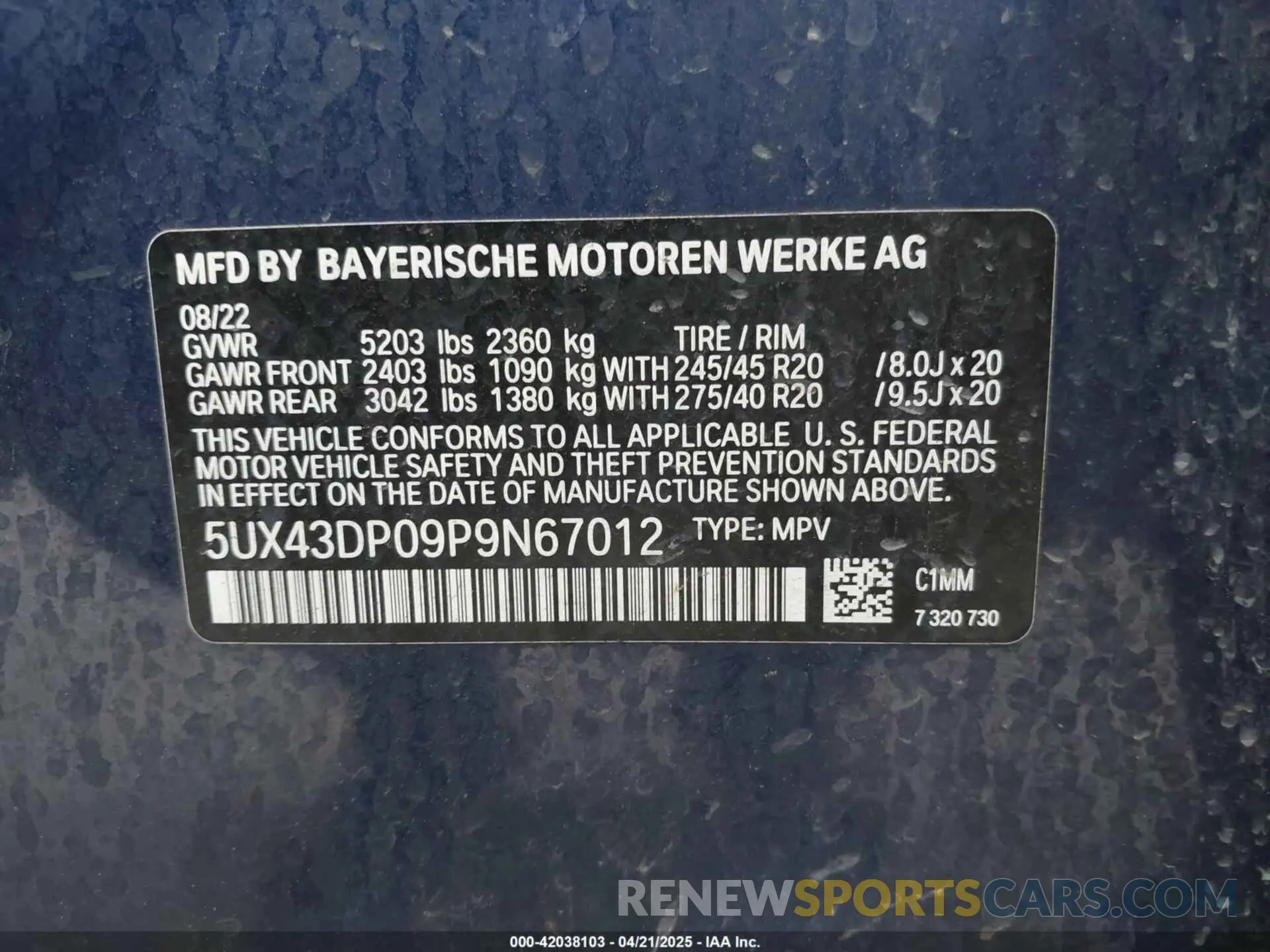 9 fotografías del automóvil dañado 5UX43DP09P9N67012 BMW X3 2023
