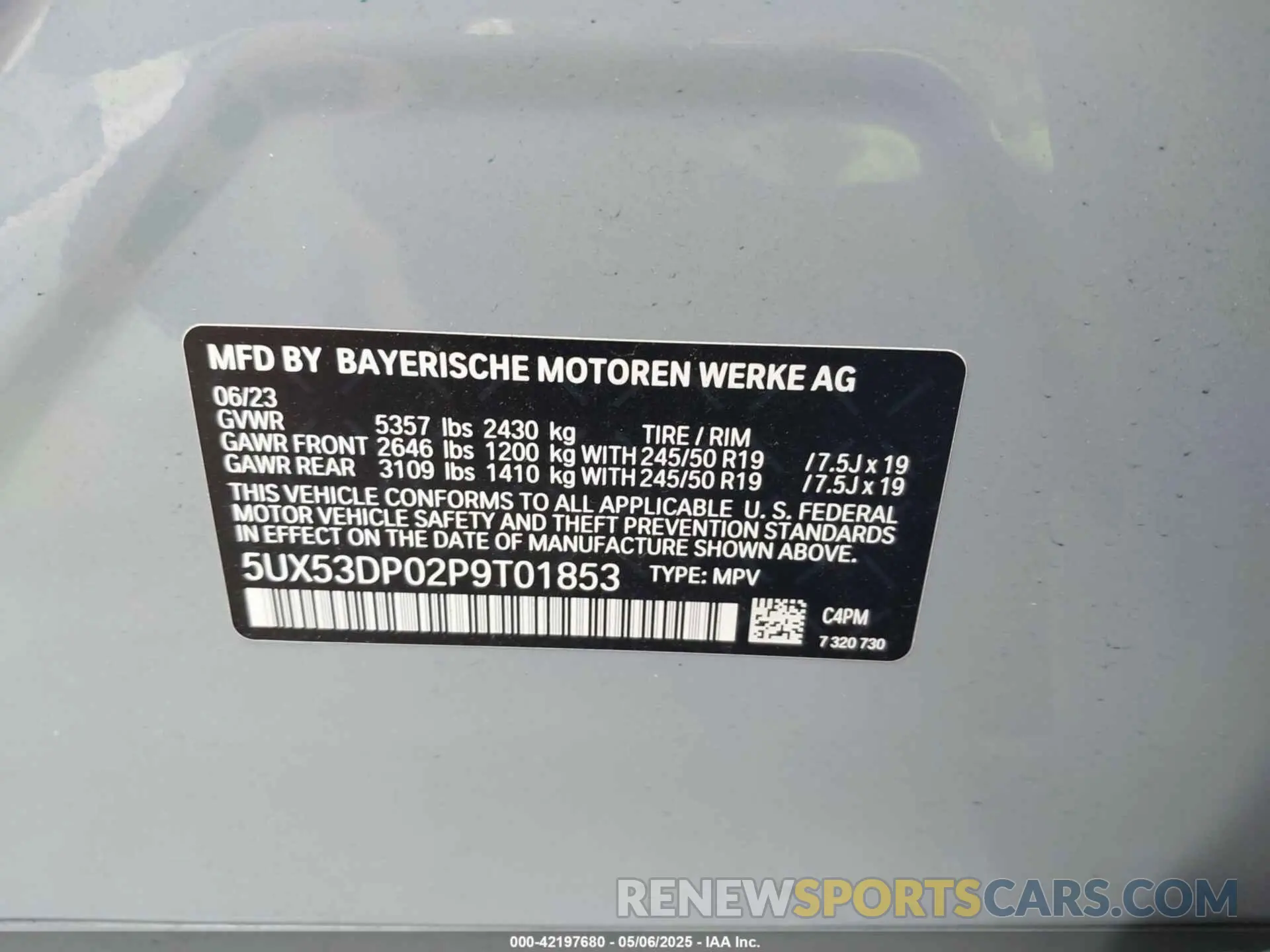 9 fotografías del automóvil dañado 5UX53DP02P9T01853 BMW X3 2023
