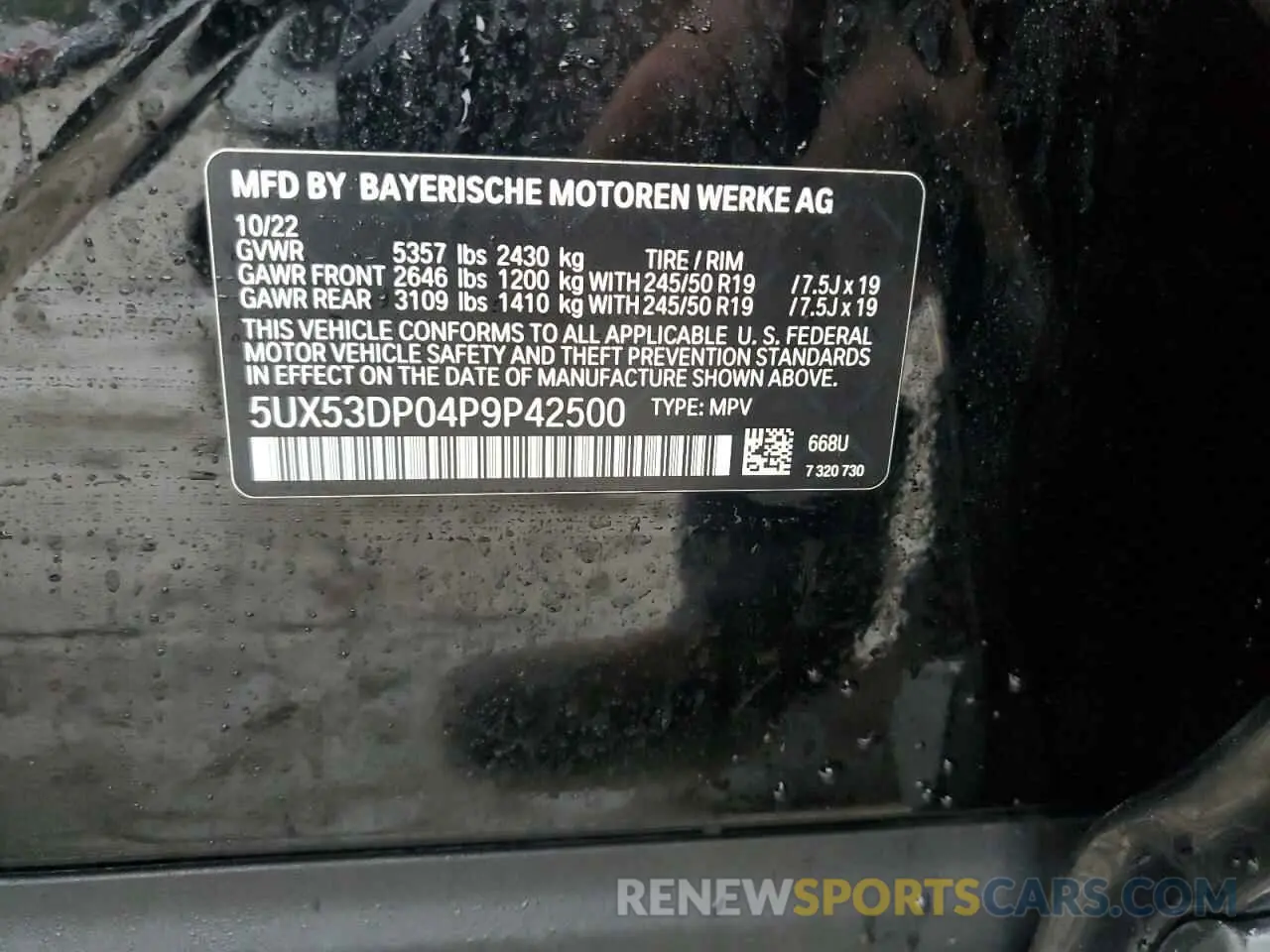 13 fotografías del automóvil dañado 5UX53DP04P9P42500 BMW X3 2023
