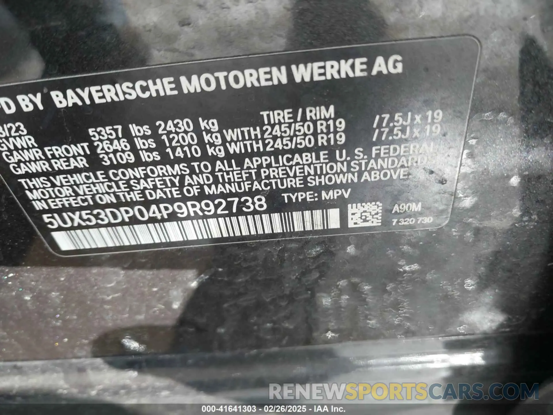 9 fotografías del automóvil dañado 5UX53DP04P9R92738 BMW X3 2023