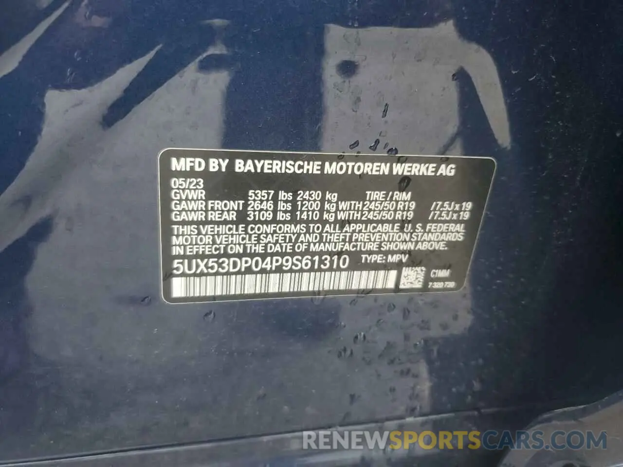 13 fotografías del automóvil dañado 5UX53DP04P9S61310 BMW X3 2023
