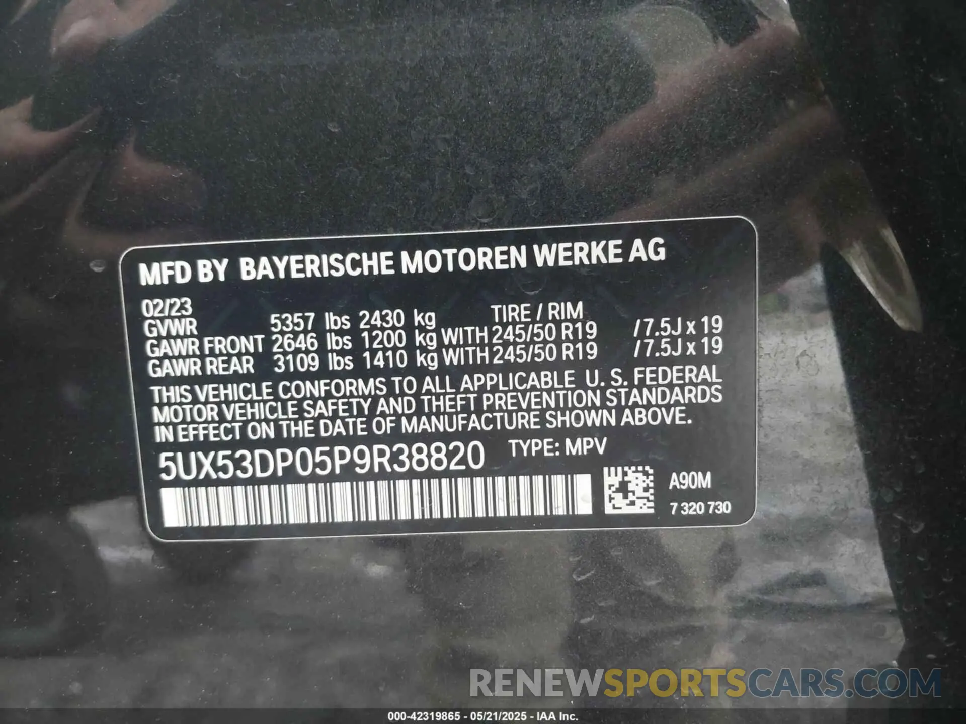 9 fotografías del automóvil dañado 5UX53DP05P9R38820 BMW X3 2023